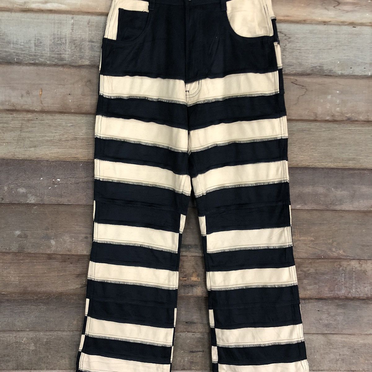 Japanese Brand FTS Company Stripe Black Straight Pants Waist 25 #A124 Size US 26 / EU 42 - 4 Thumbnail