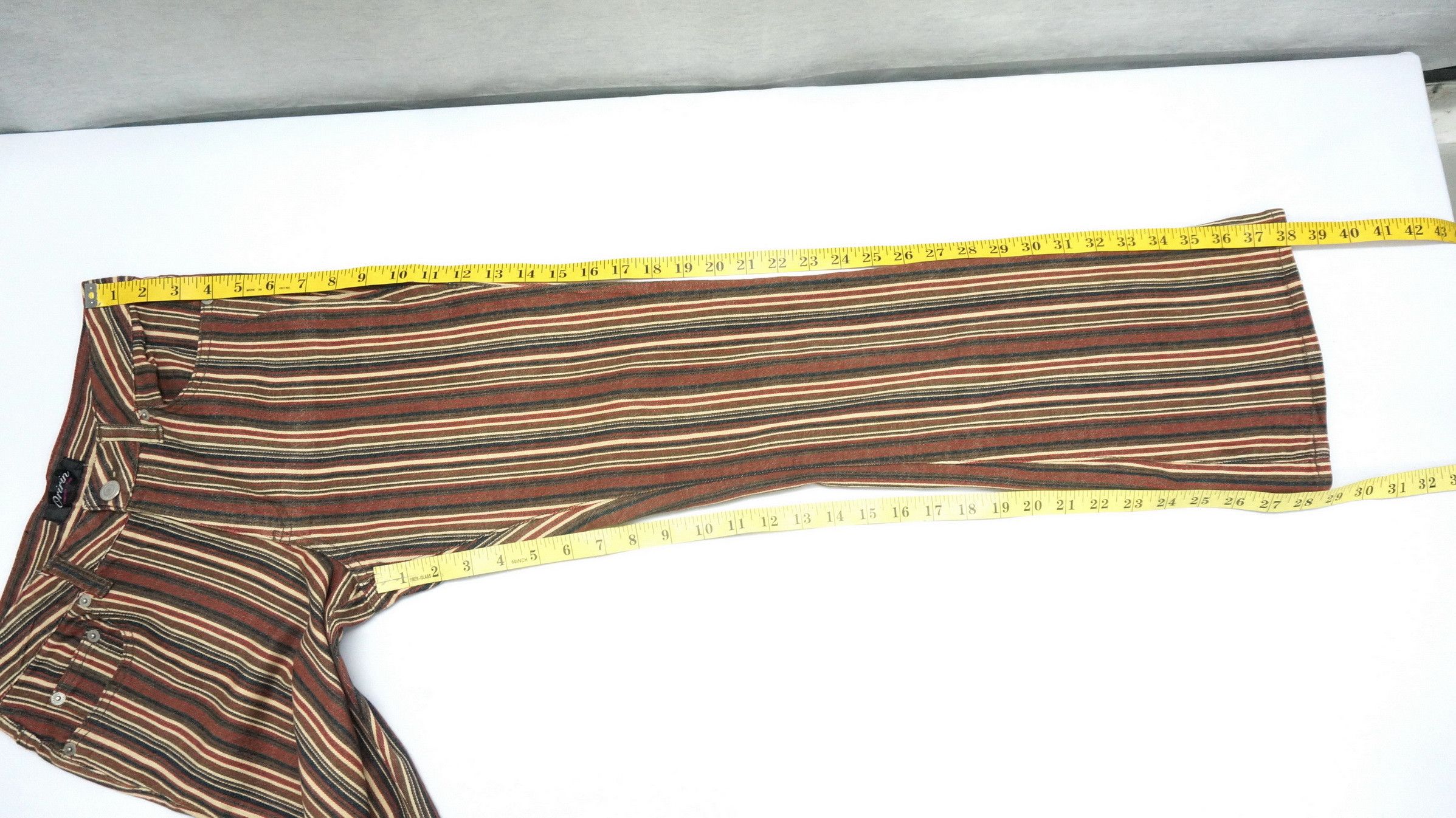 Japanese Brand 🔥🔥 Flare Vintage ORIRIN Retro Striped Lowrise Faded Denim Size US 27 - 12 Thumbnail