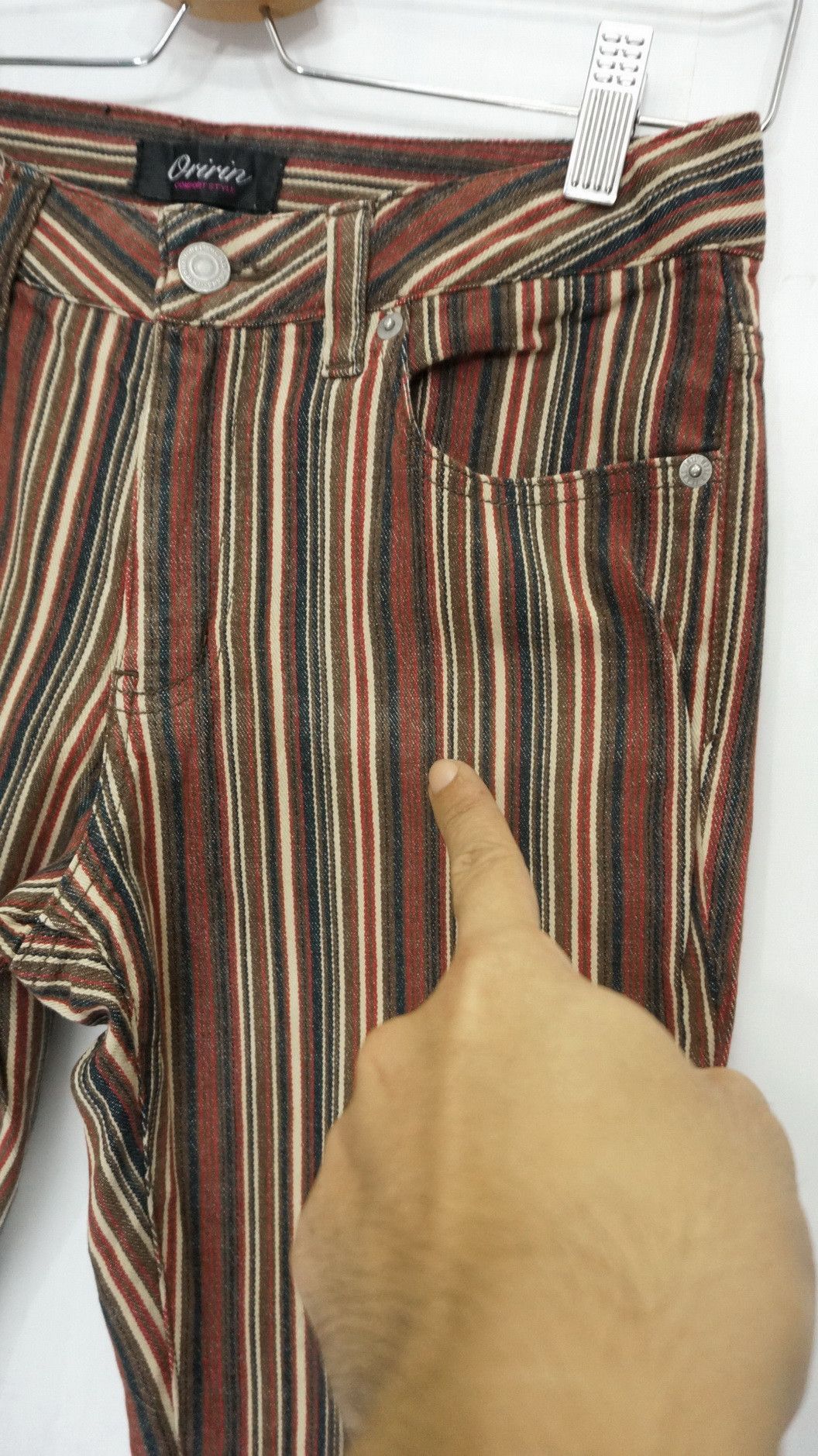 Japanese Brand 🔥🔥 Flare Vintage ORIRIN Retro Striped Lowrise Faded Denim Size US 27 - 18 Thumbnail