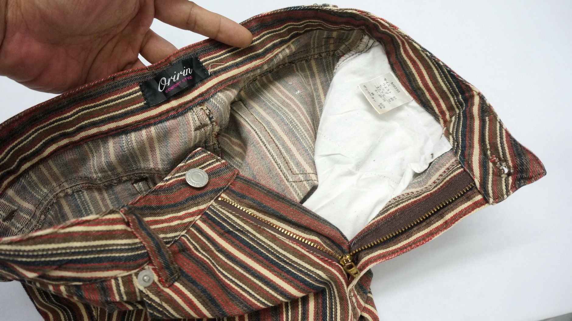 Japanese Brand 🔥🔥 Flare Vintage ORIRIN Retro Striped Lowrise Faded Denim Size US 27 - 15 Thumbnail