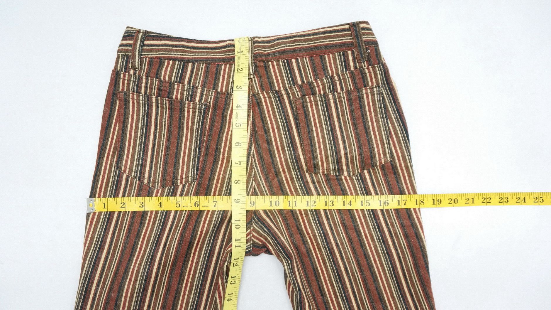 Japanese Brand 🔥🔥 Flare Vintage ORIRIN Retro Striped Lowrise Faded Denim Size US 27 - 14 Thumbnail
