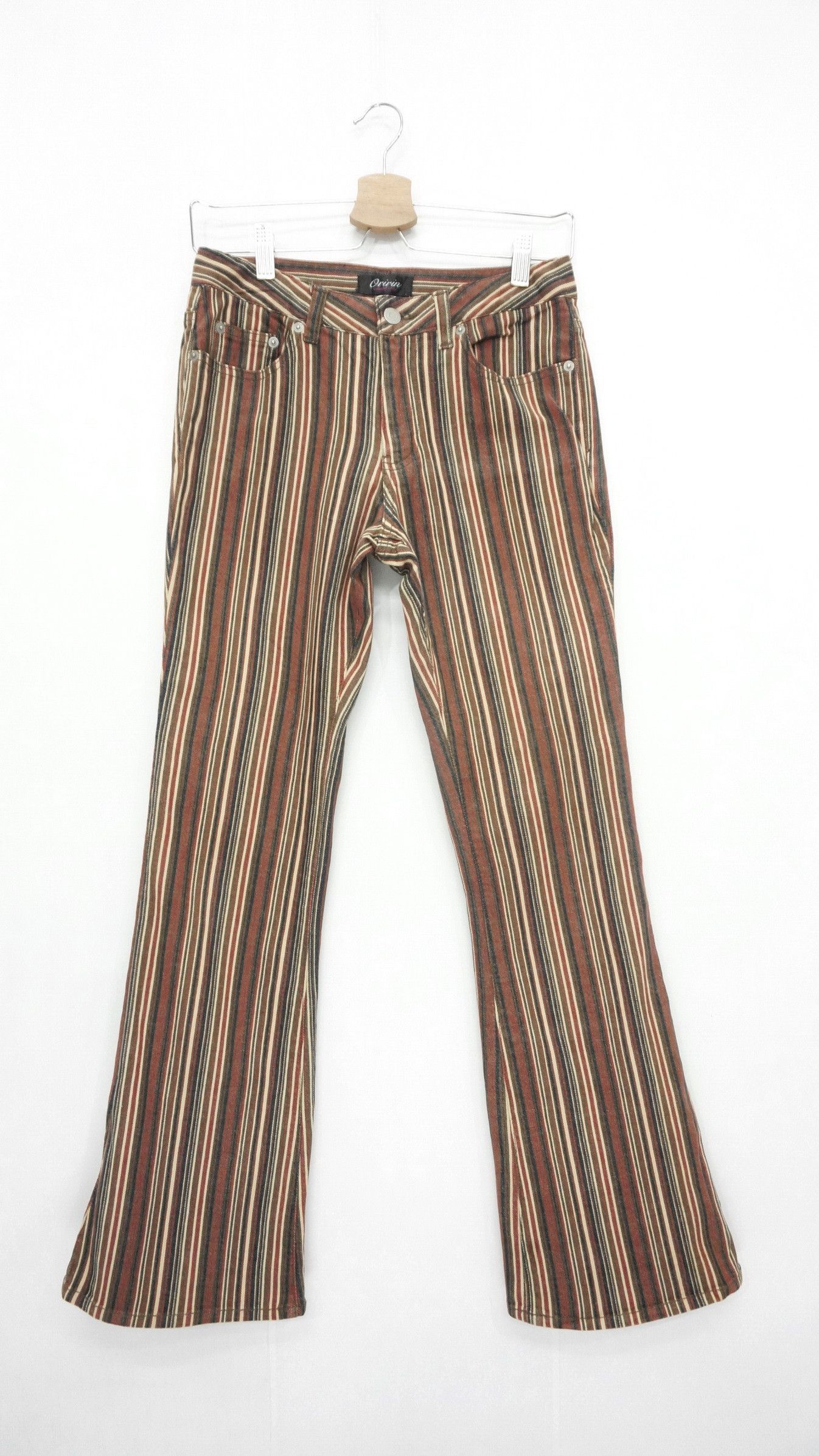 Japanese Brand 🔥🔥 Flare Vintage ORIRIN Retro Striped Lowrise Faded Denim Size US 27 - 2 Thumbnail
