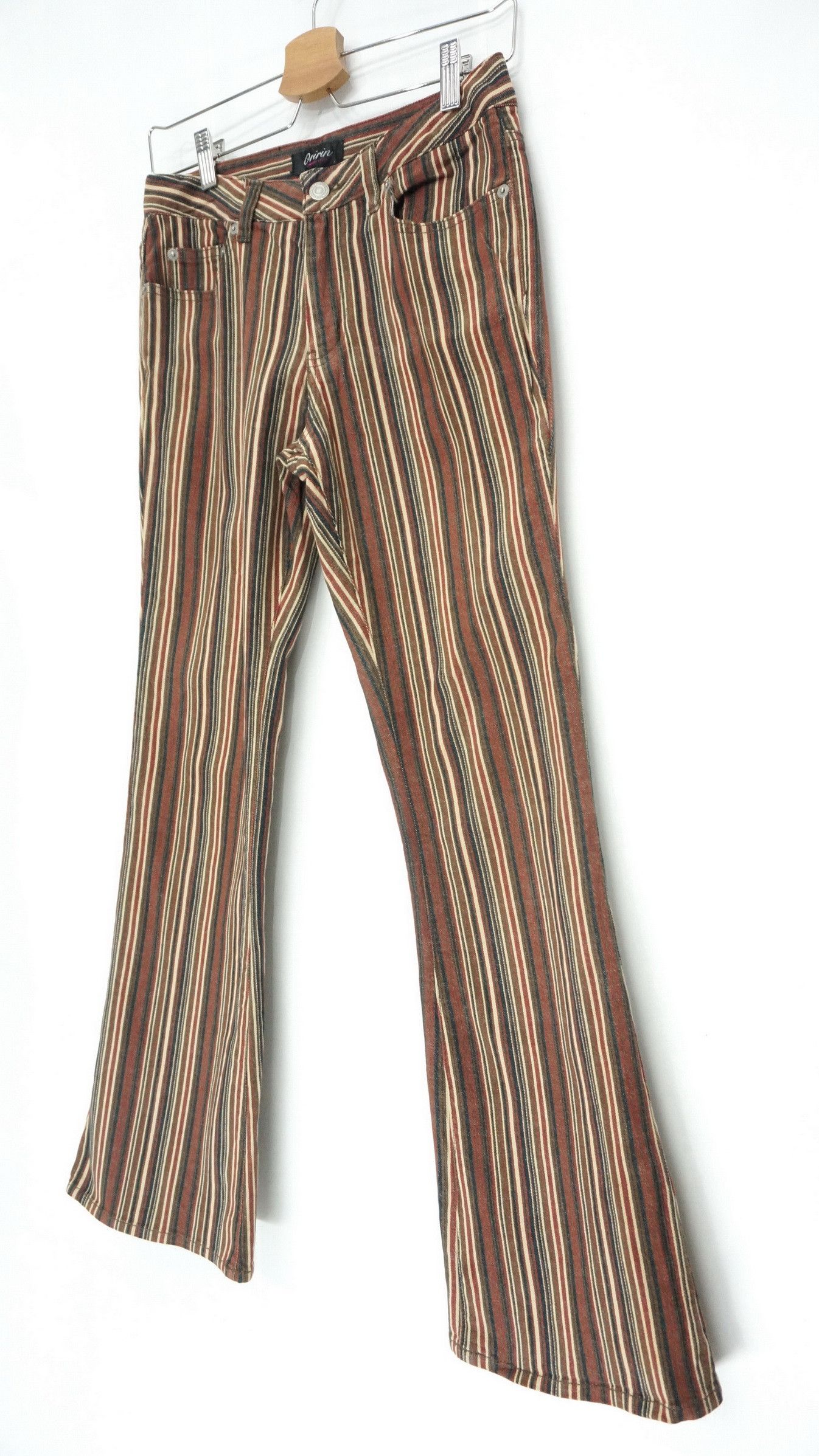 Japanese Brand 🔥🔥 Flare Vintage ORIRIN Retro Striped Lowrise Faded Denim Size US 27 - 1 Thumbnail