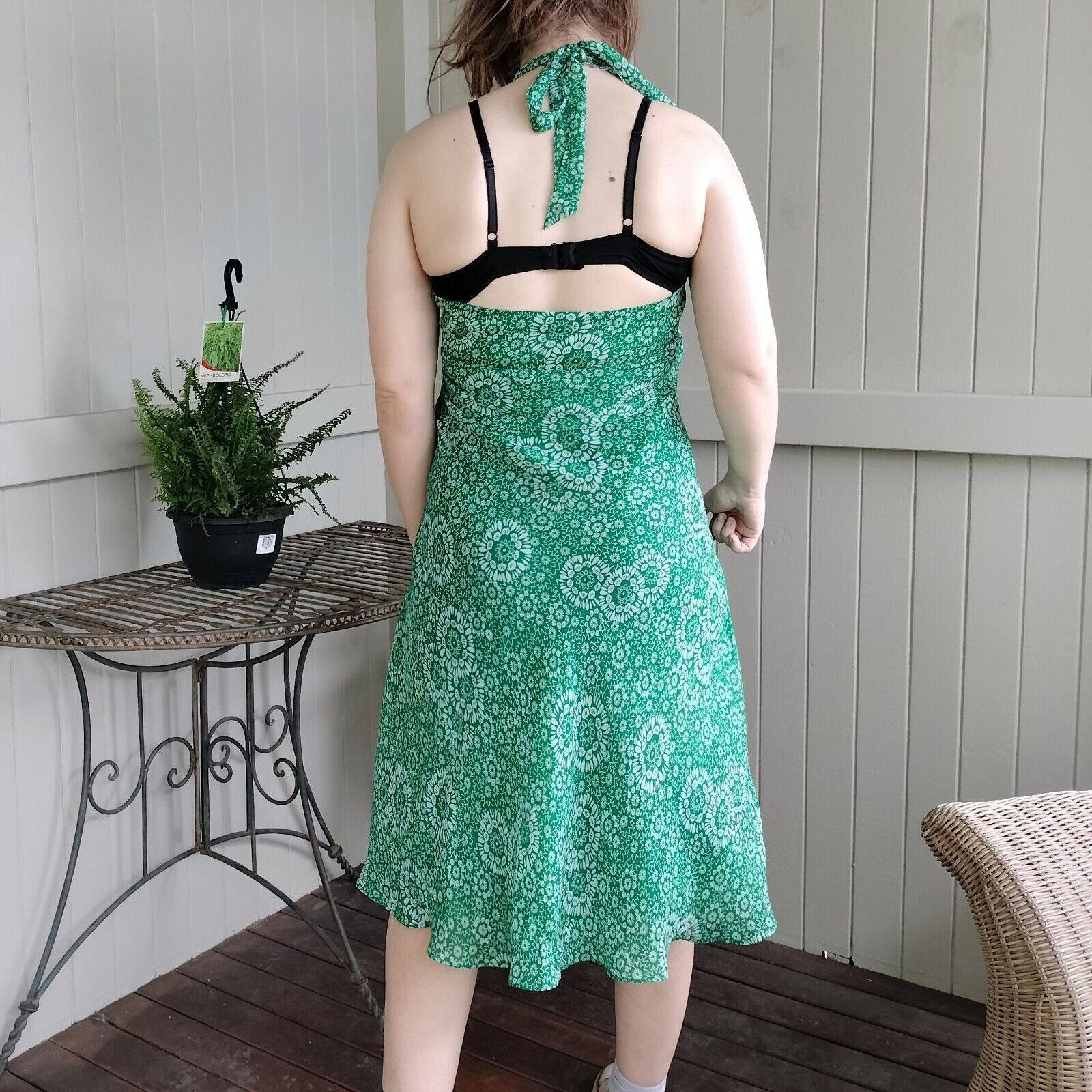 Designer Vintage 80s 90s Floral Halter Midi Dress Size XL / US 12-14 / IT 48-50 - 3 Thumbnail