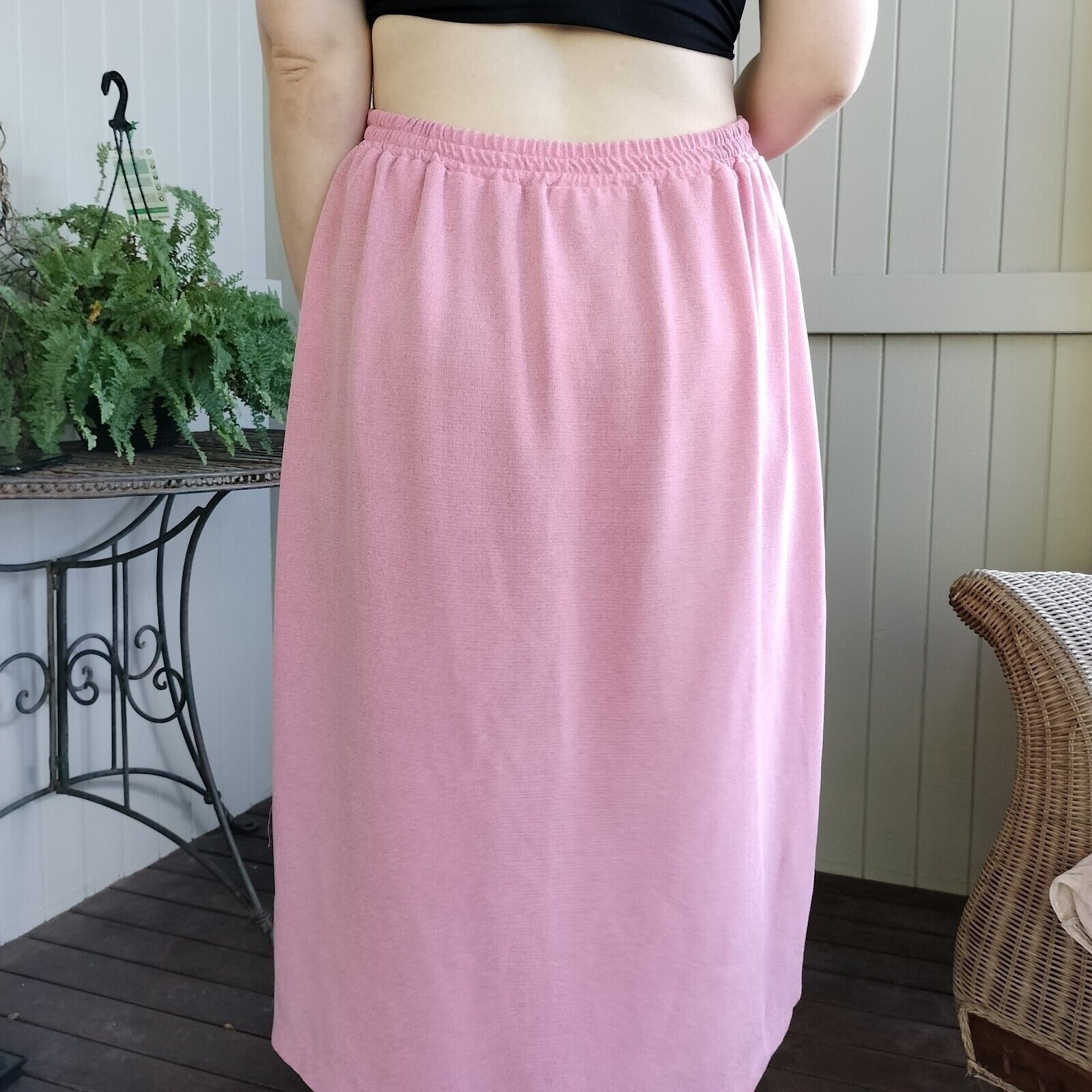 Vintage Vintage 80s Skirt Pink Midi High Waist Knit Button Up Retro Size 34" / US 12 / IT 48 - 5 Thumbnail