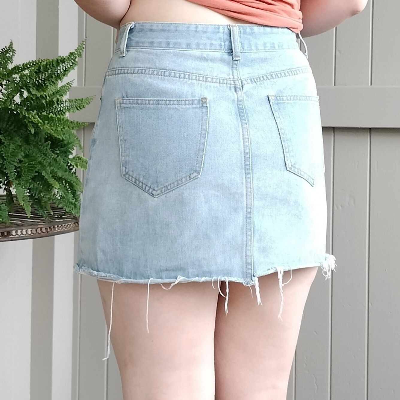 PRINCESS POLLY Princess Polly Skirt Blue Denim A Line Mini Distressed Size 28" / US 6 / IT 42 - 3 Thumbnail