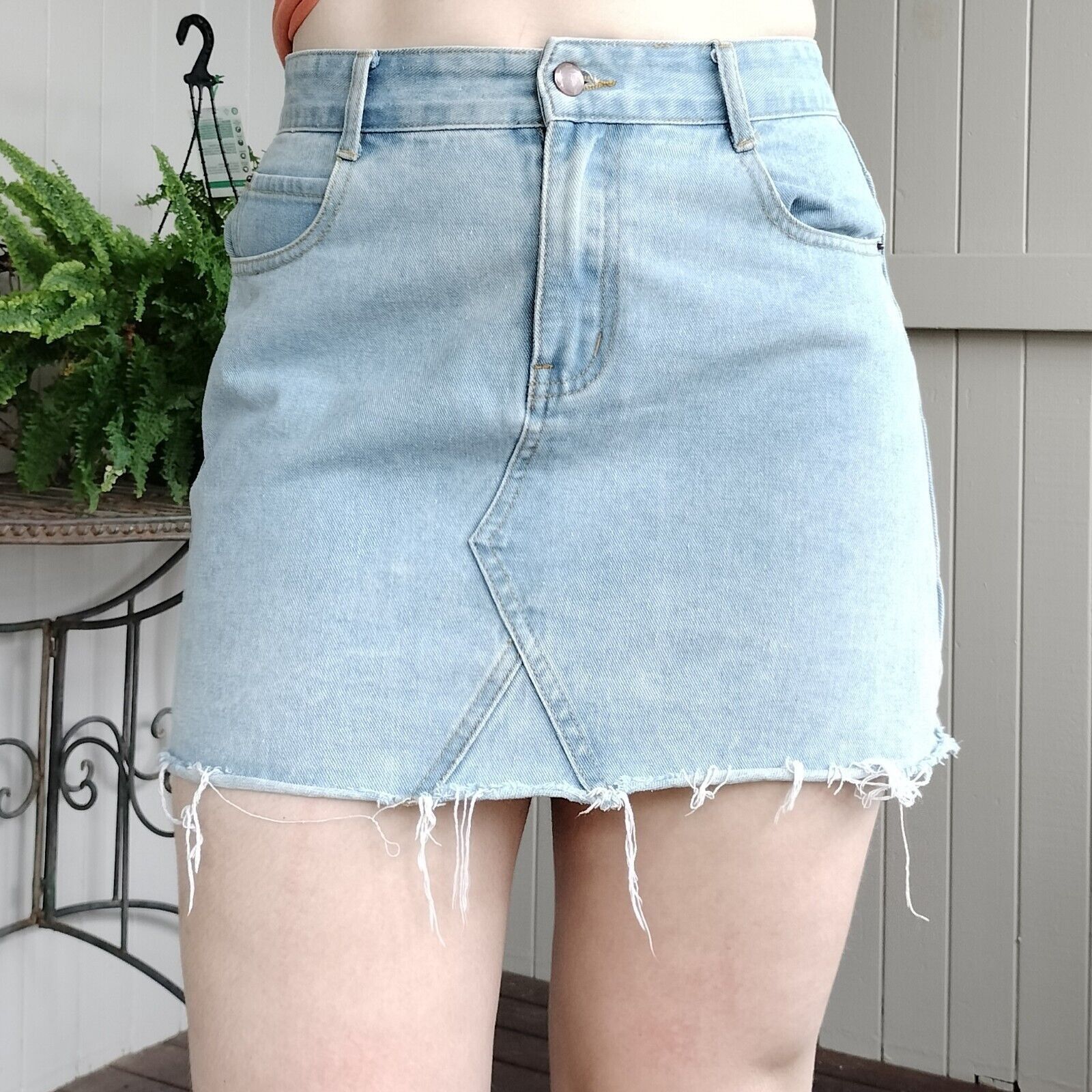 PRINCESS POLLY Princess Polly Skirt Blue Denim A Line Mini Distressed Size 28" / US 6 / IT 42 - 2 Thumbnail