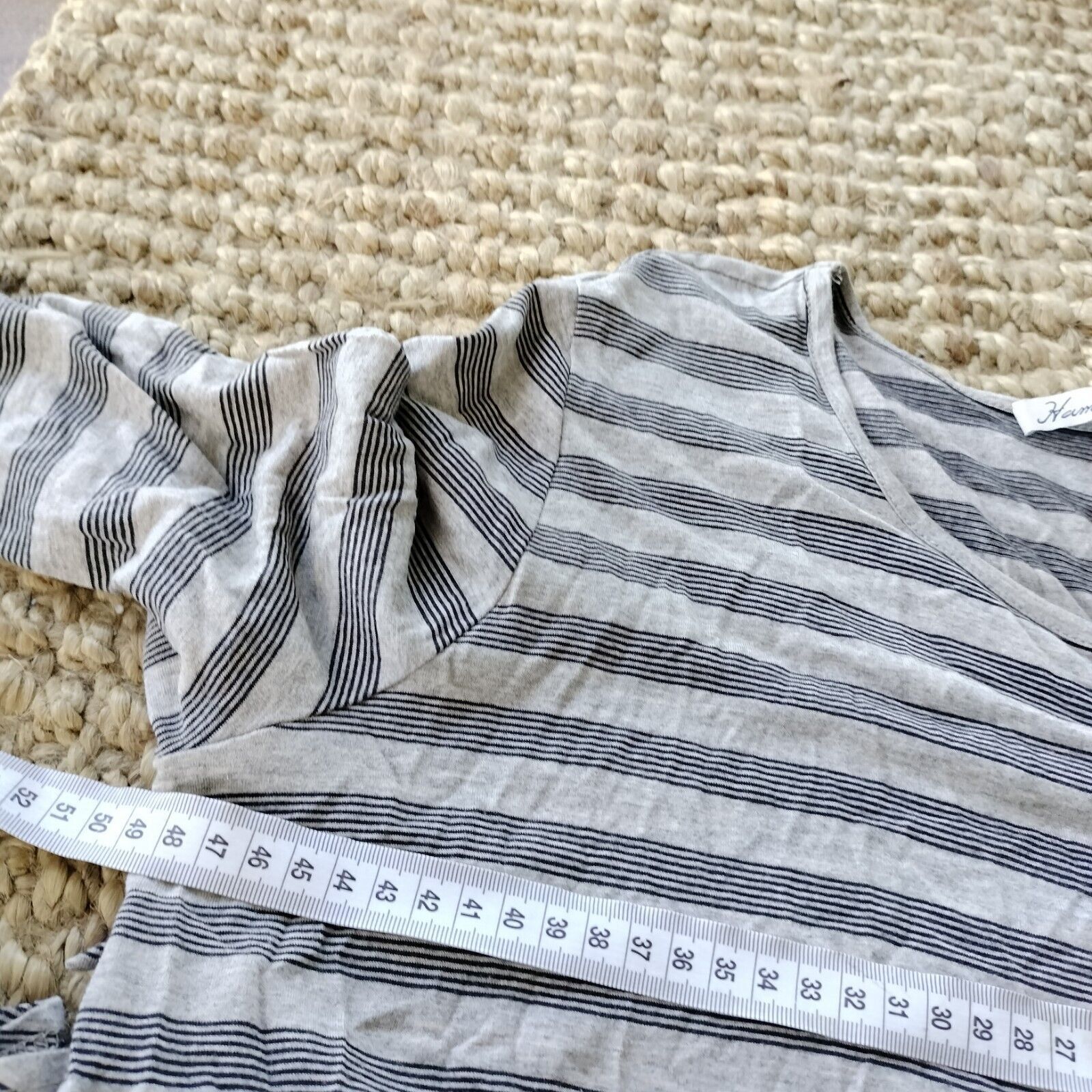 Designer × Man Made In Australia Hammock & Vine Blouse Top Striped Long Sleeve Hanky Hem Size M / US 6-8 / IT 42-44 - 10 Thumbnail