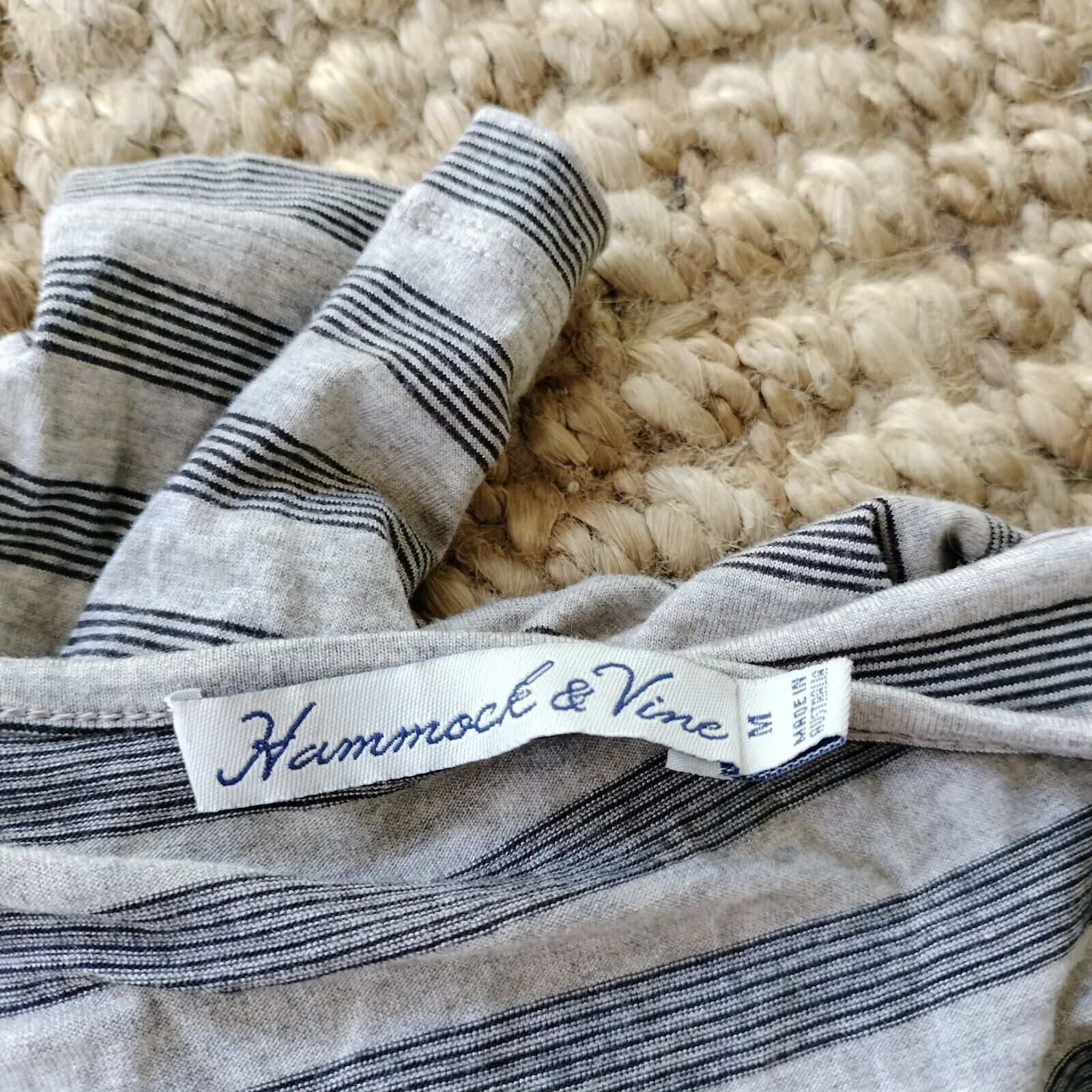 Designer × Man Made In Australia Hammock & Vine Blouse Top Striped Long Sleeve Hanky Hem Size M / US 6-8 / IT 42-44 - 7 Thumbnail