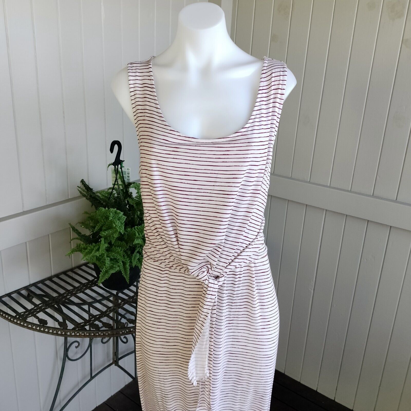 Designer Autograph Dress Maxi Striped Jersey Tie Waist Sleeveless Size XL / US 12-14 / IT 48-50 - 4 Thumbnail