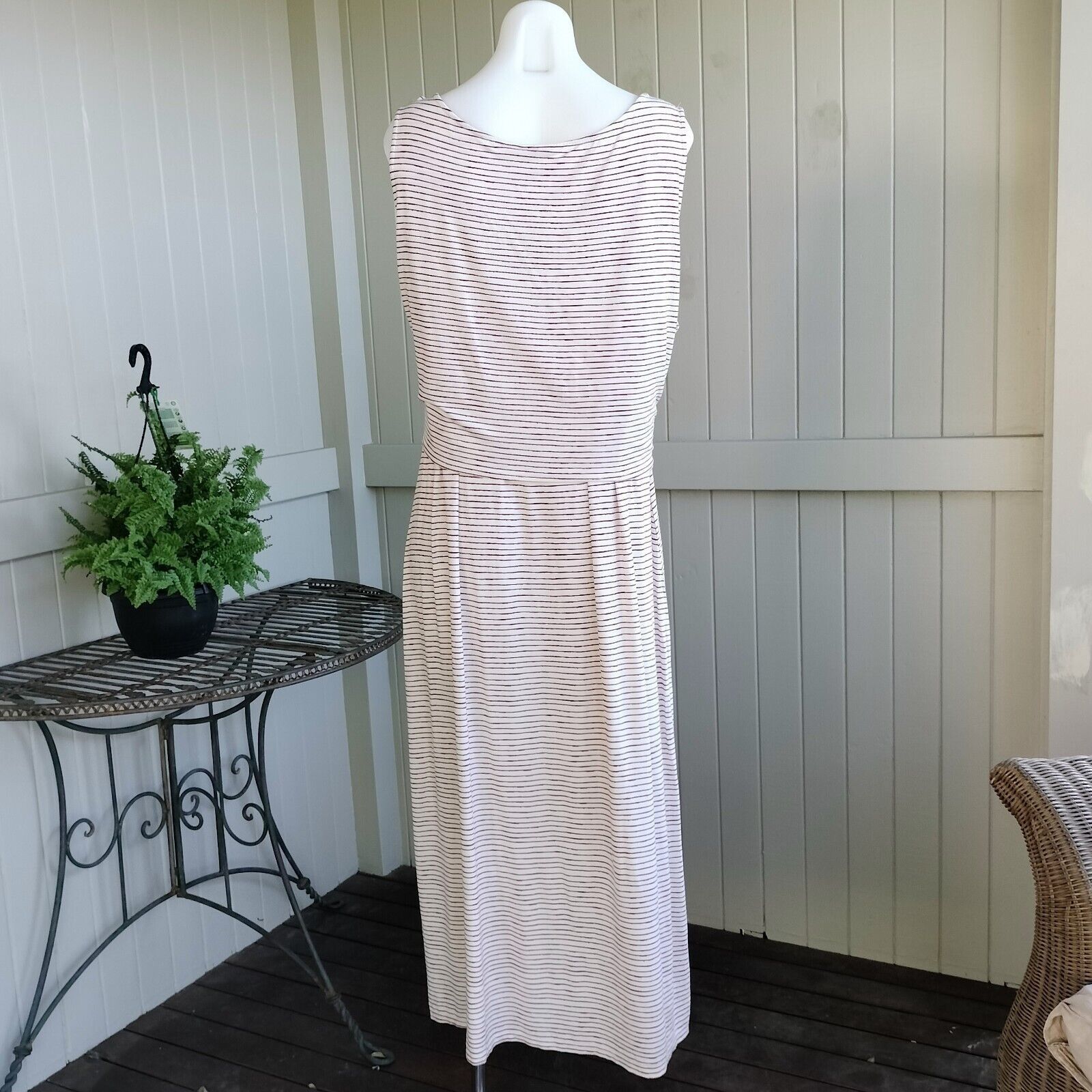 Designer Autograph Dress Maxi Striped Jersey Tie Waist Sleeveless Size XL / US 12-14 / IT 48-50 - 2 Thumbnail