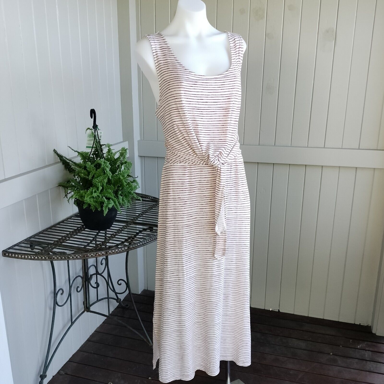 Designer Autograph Dress Maxi Striped Jersey Tie Waist Sleeveless Size XL / US 12-14 / IT 48-50 - 3 Thumbnail