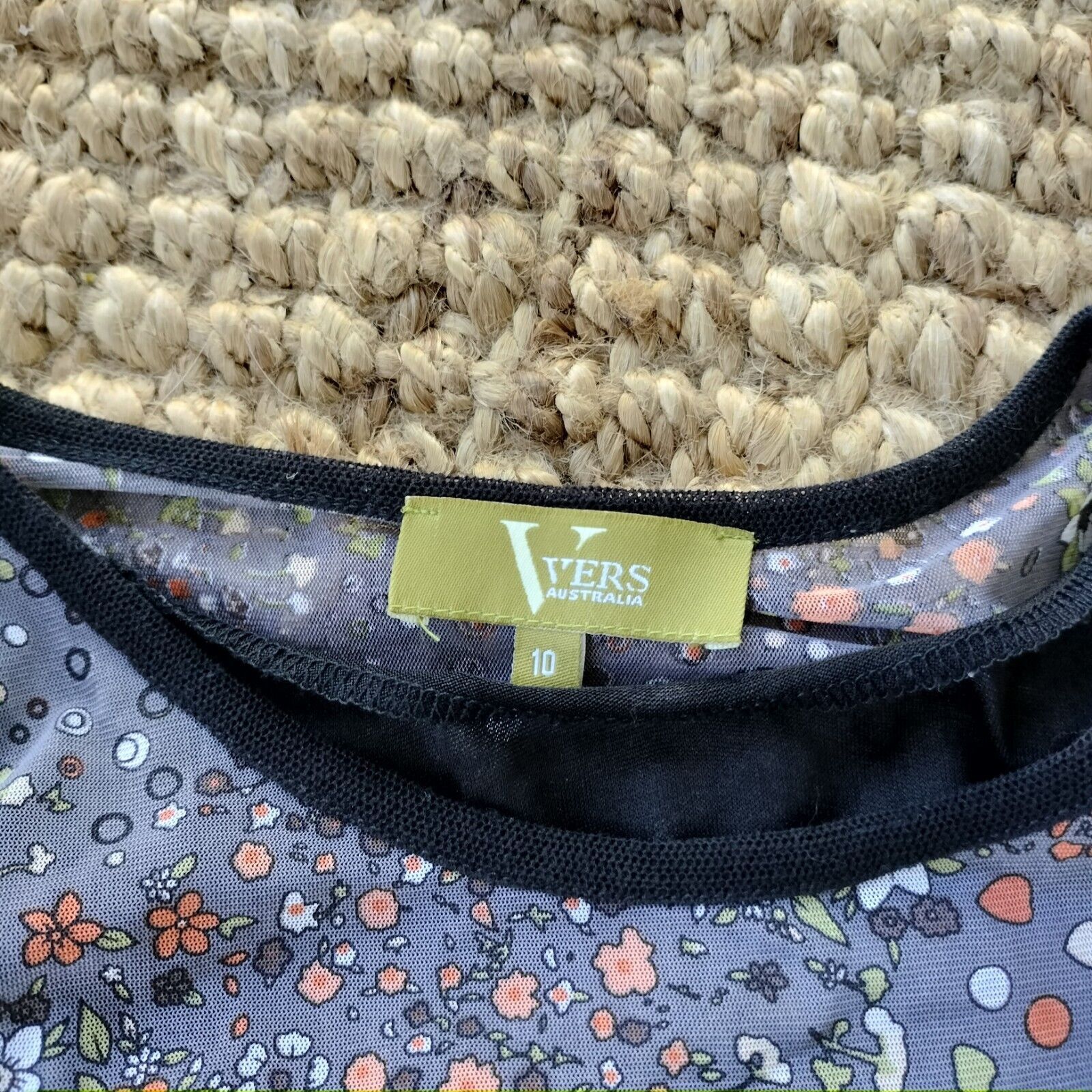 Designer Vintage Y2K Size 10 12 Top Tank Black Grey Floral Mesh Lace Size M / US 6-8 / IT 42-44 - 7 Thumbnail