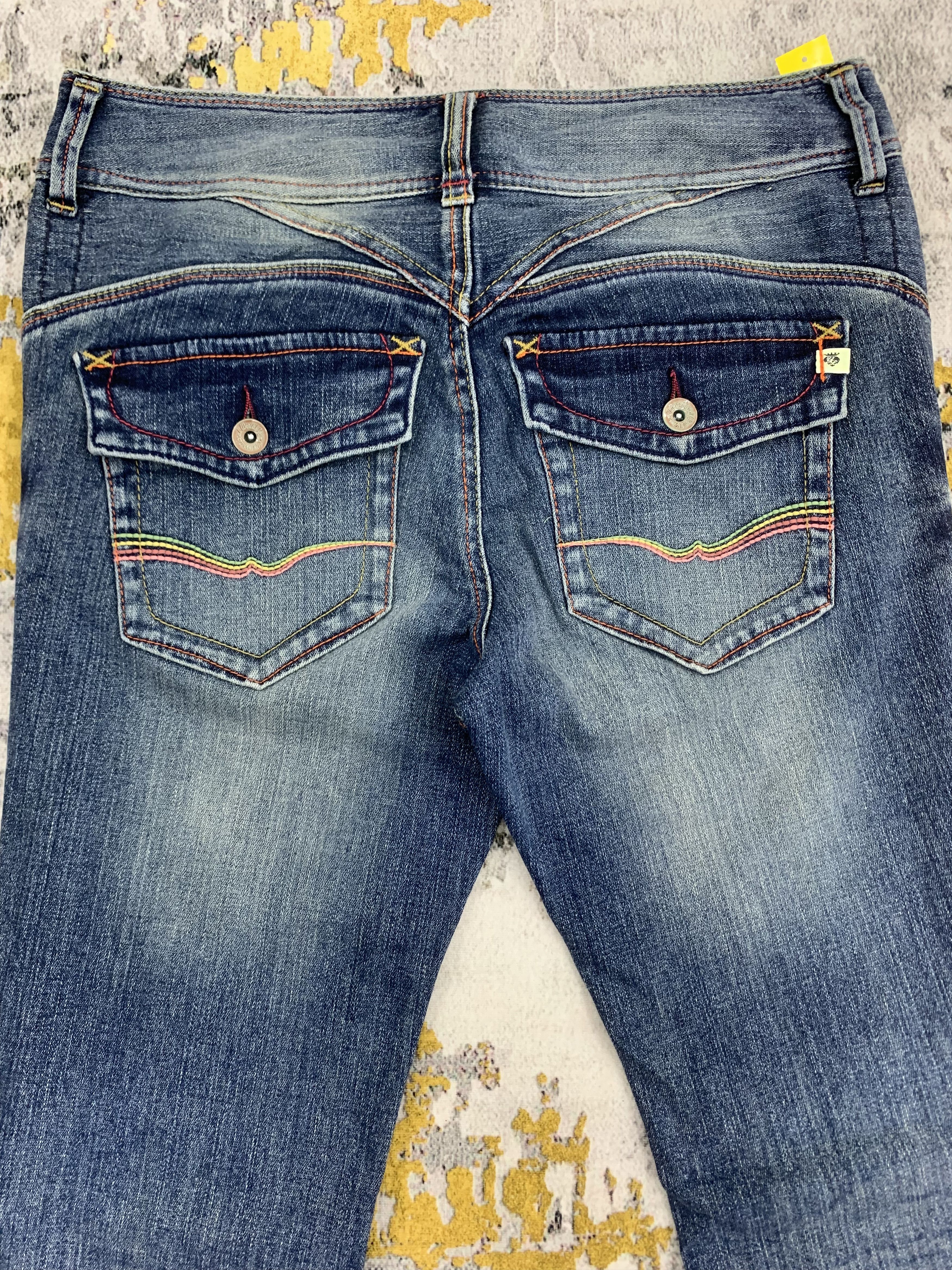 Japanese Brand Flared Jeans Blue Distressed Denim Bootcut Size US 31 - 5 Thumbnail