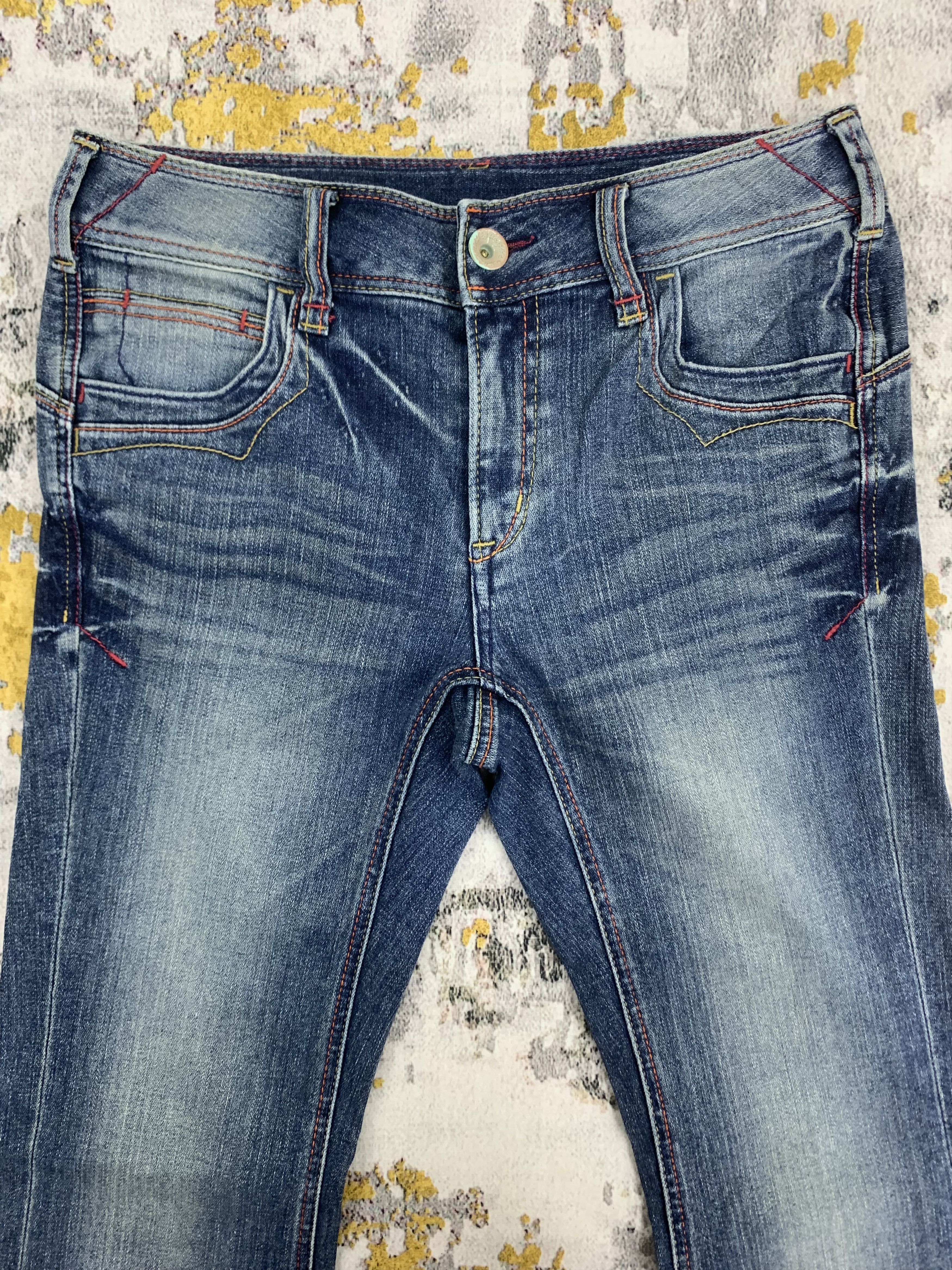 Japanese Brand Flared Jeans Blue Distressed Denim Bootcut Size US 31 - 2 Thumbnail