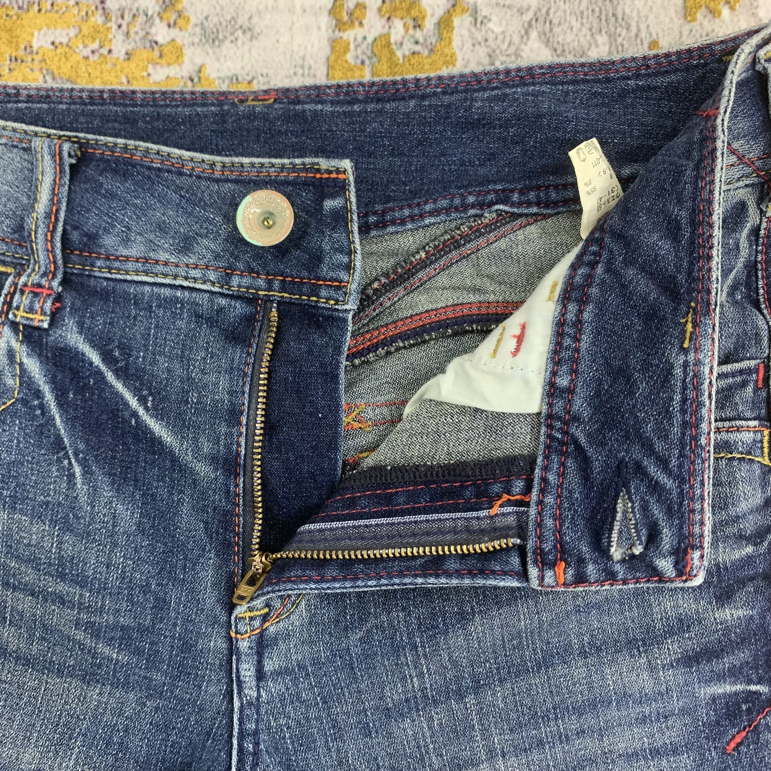 Japanese Brand Flared Jeans Blue Distressed Denim Bootcut Size US 31 - 3 Thumbnail