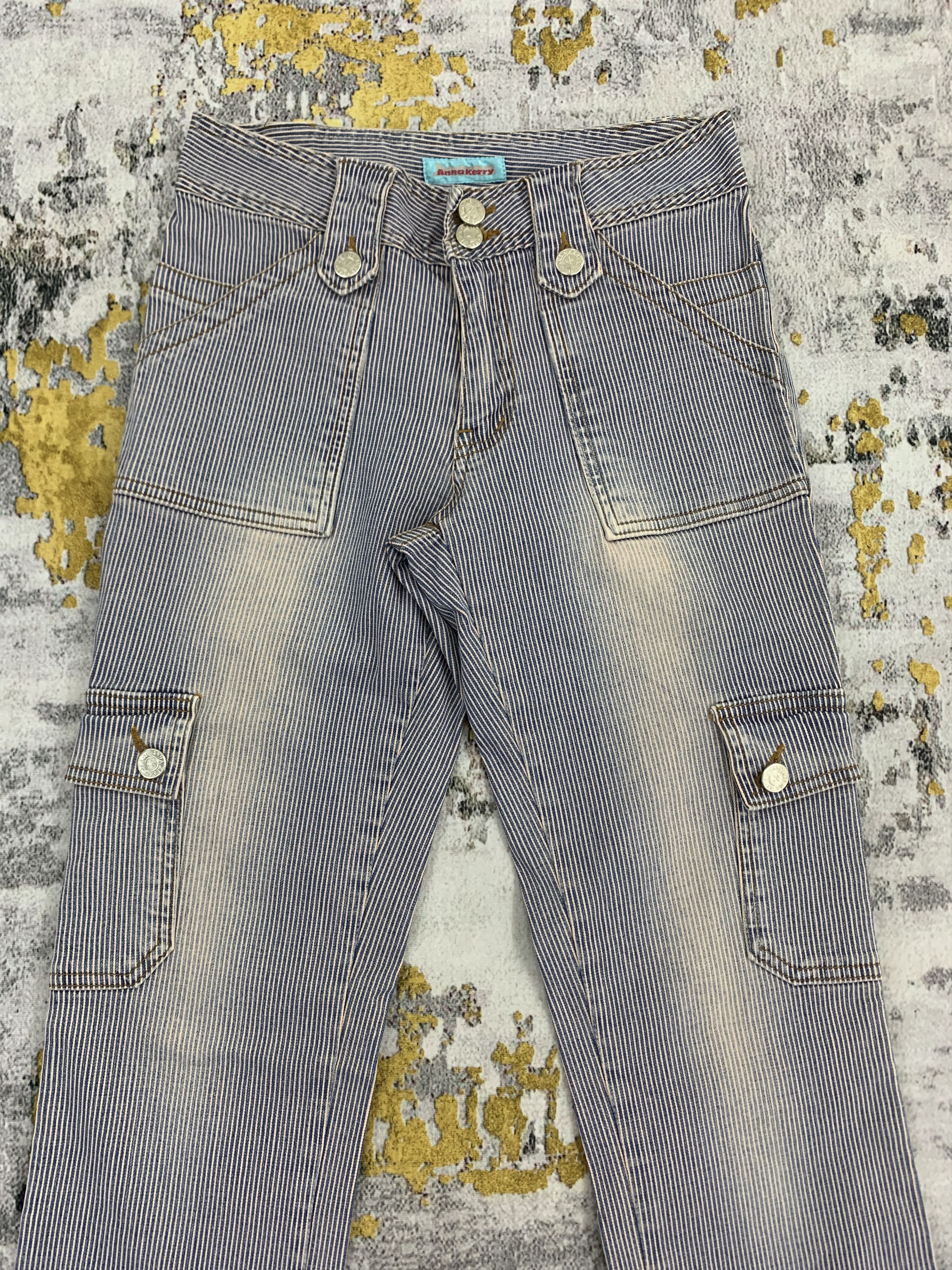 Japanese Brand Womenswear | Anna Kerry Cargo Pants Striped size 24 Size 26" / US 2 / IT 38 - 2 Thumbnail