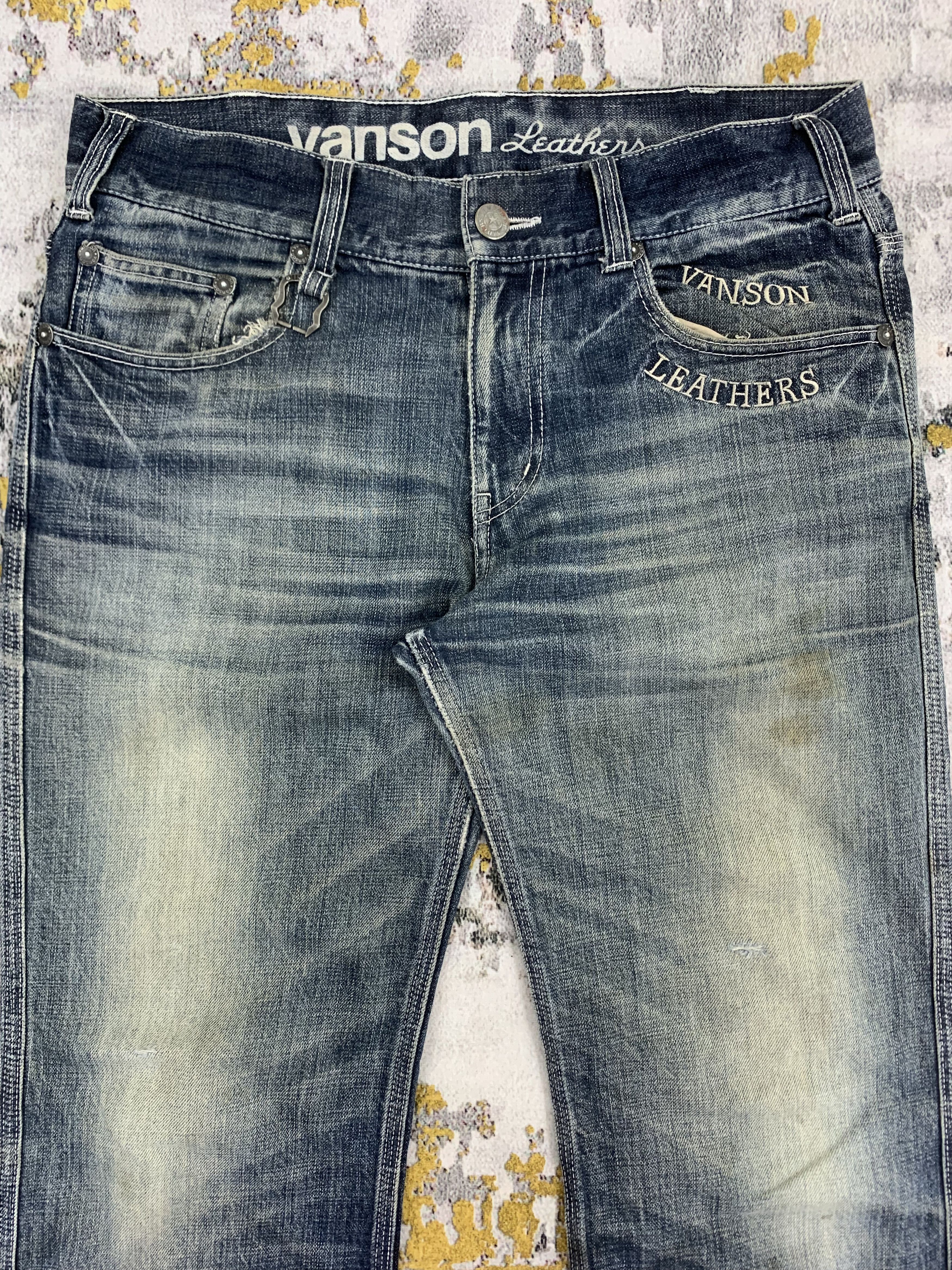 Vanson Leathers Blue Faded Jeans Vanson Leathers Motorcycles Size US 33 - 2 Thumbnail