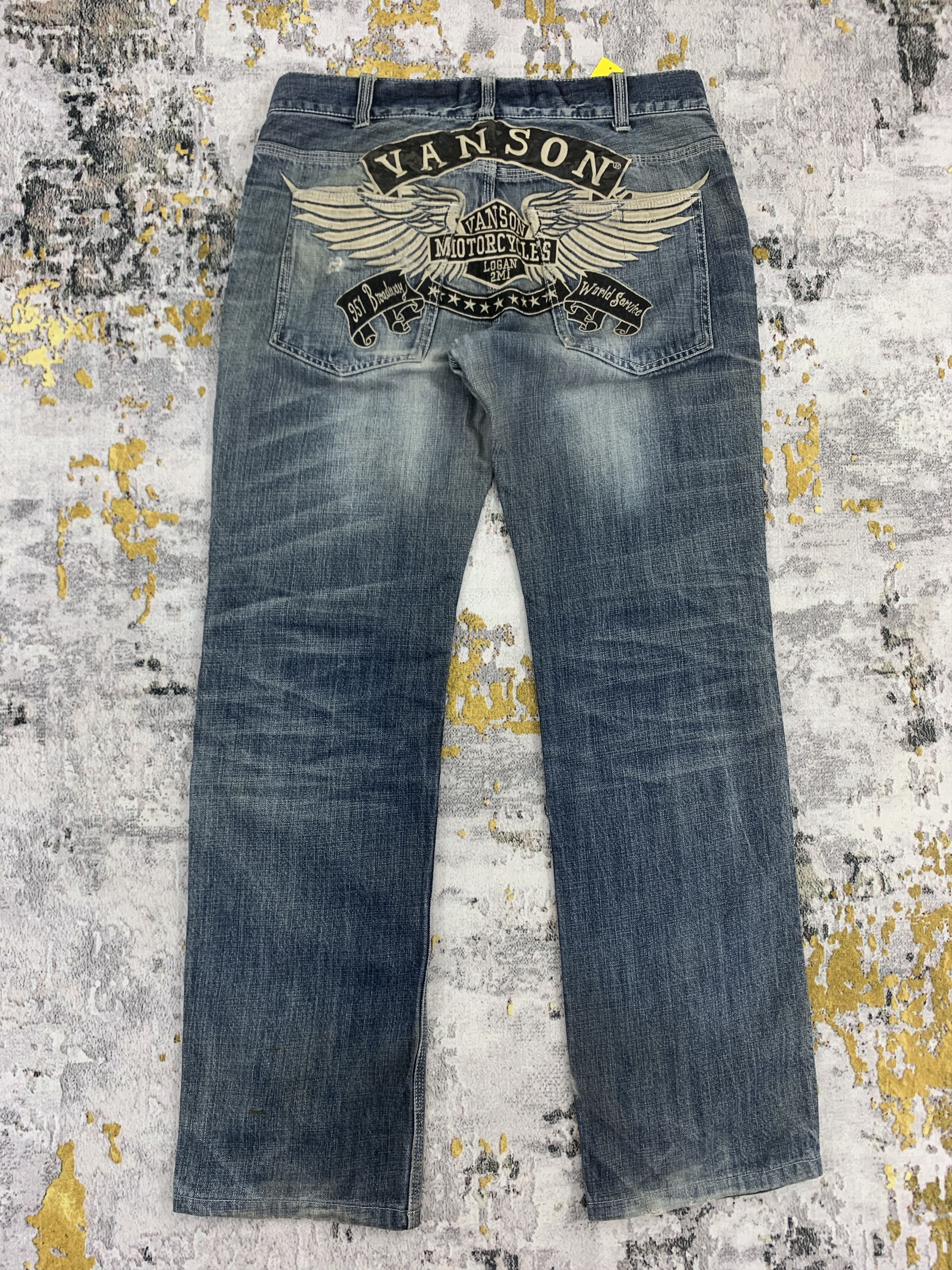 Vanson Leathers Blue Faded Jeans Vanson Leathers Motorcycles Size US 33 - 6 Thumbnail