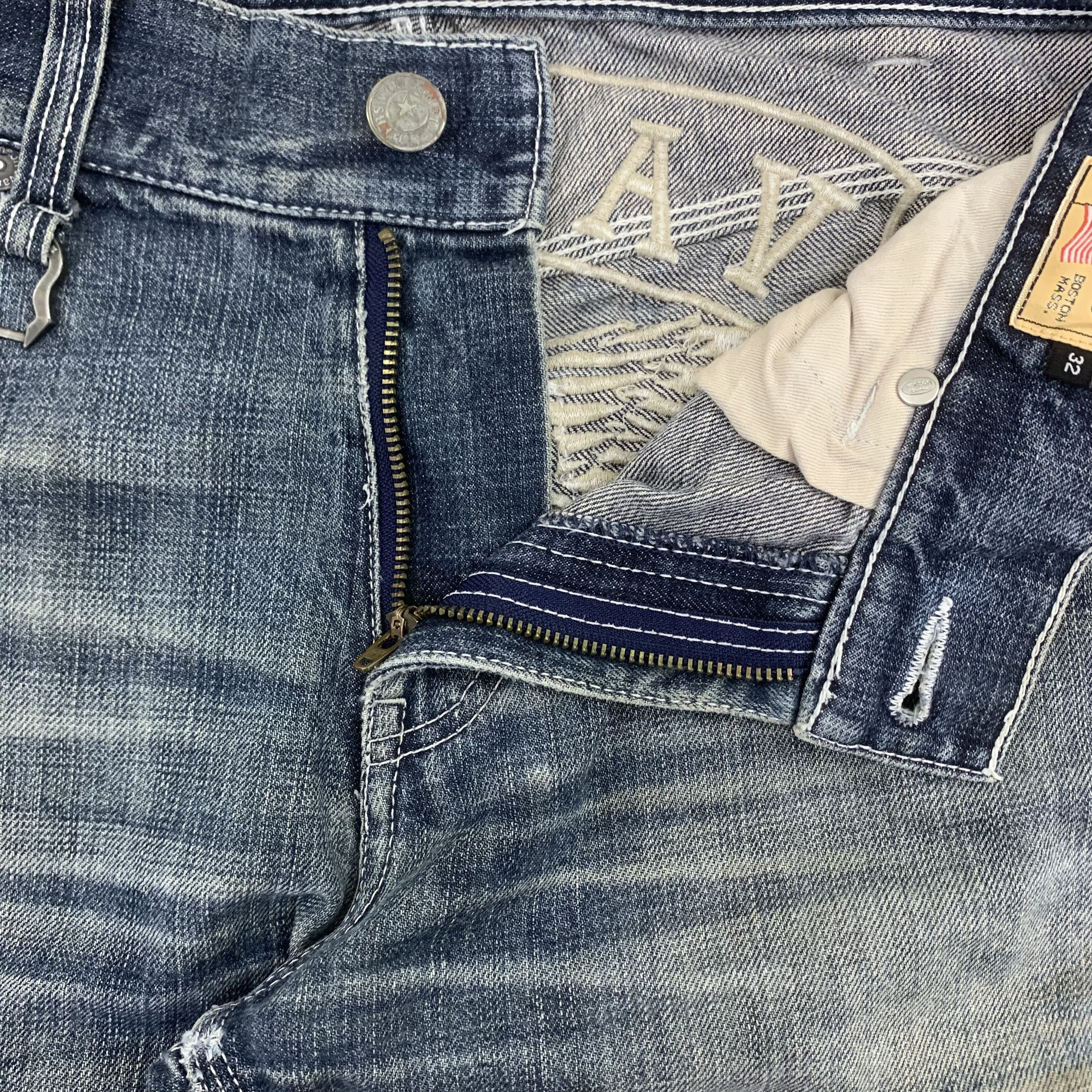 Vanson Leathers Blue Faded Jeans Vanson Leathers Motorcycles Size US 33 - 3 Thumbnail