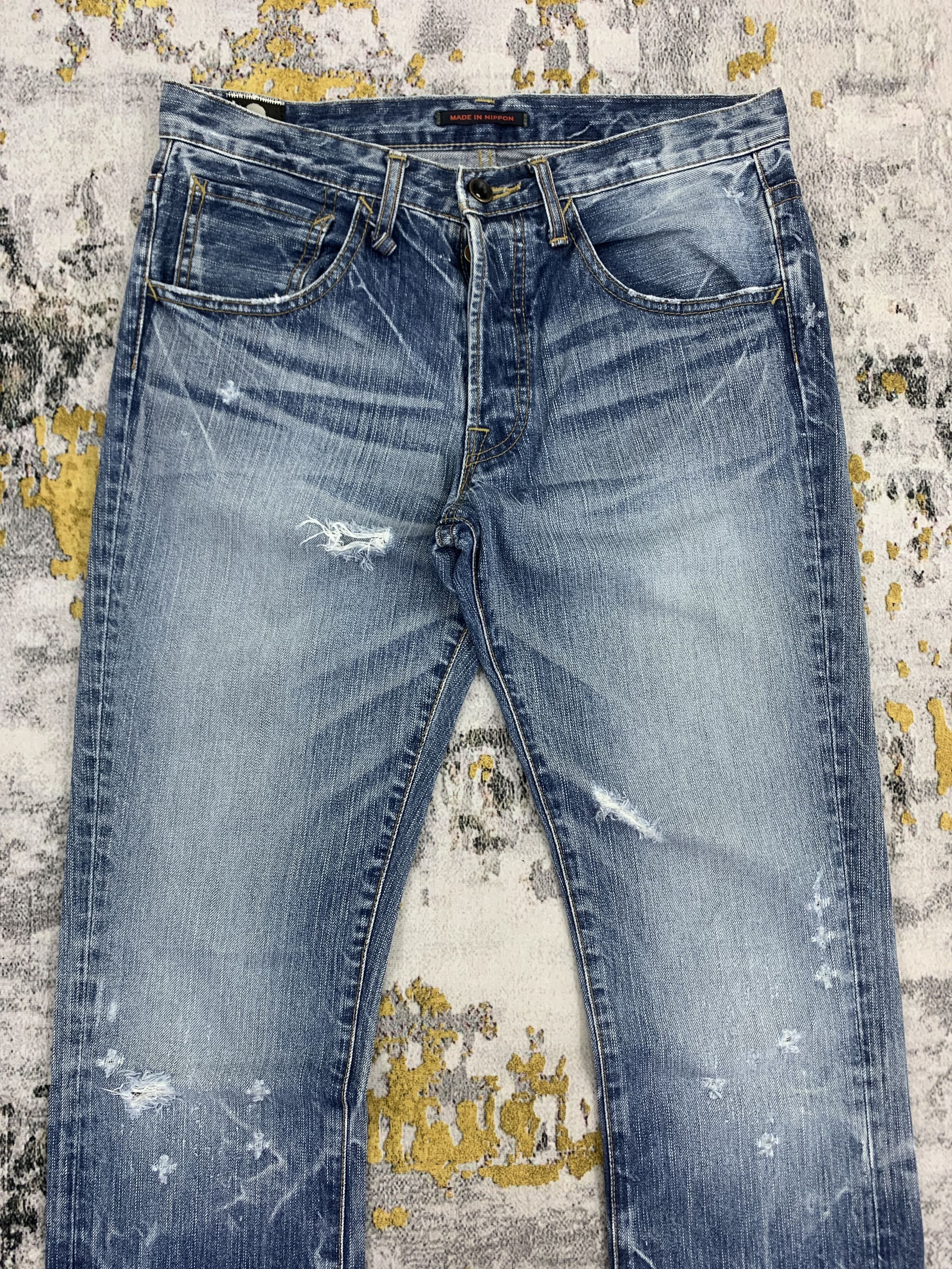 Japanese Brand Ripped Jeans Blue Trip Distressed Denim Blue Way Size US 29 - 2 Thumbnail
