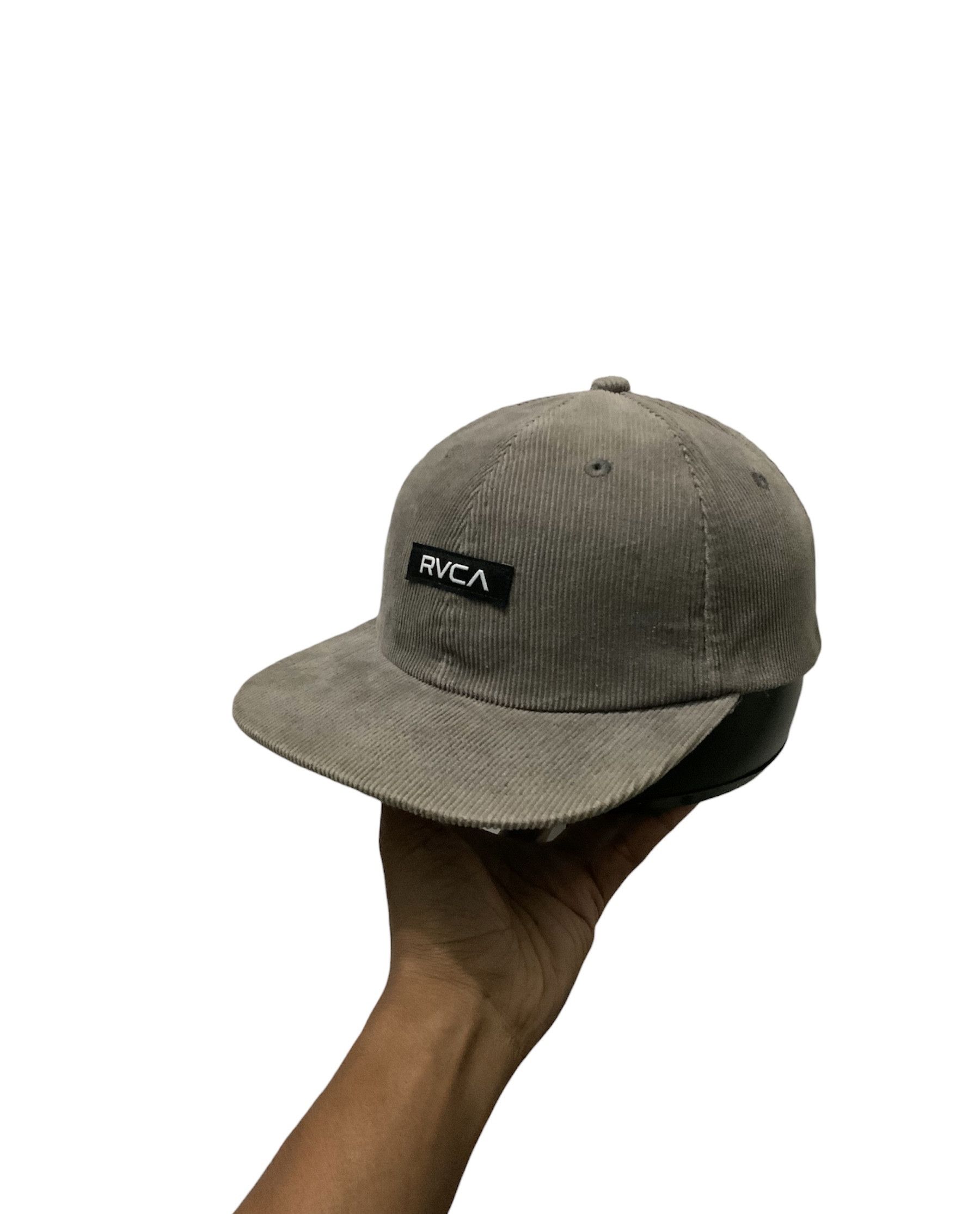 image of Corduroi Club x Rvca Corduroi Grey Patches Adjustable Hat, Men's