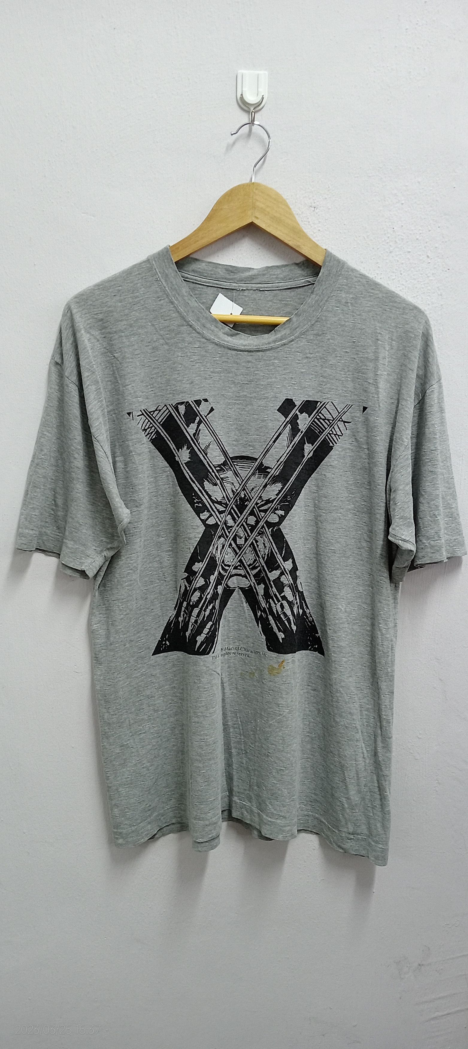 image of Character Hero x Marvel Comics Vintage 90's X Men Wolverine Tee Very in Grey (Size Large)