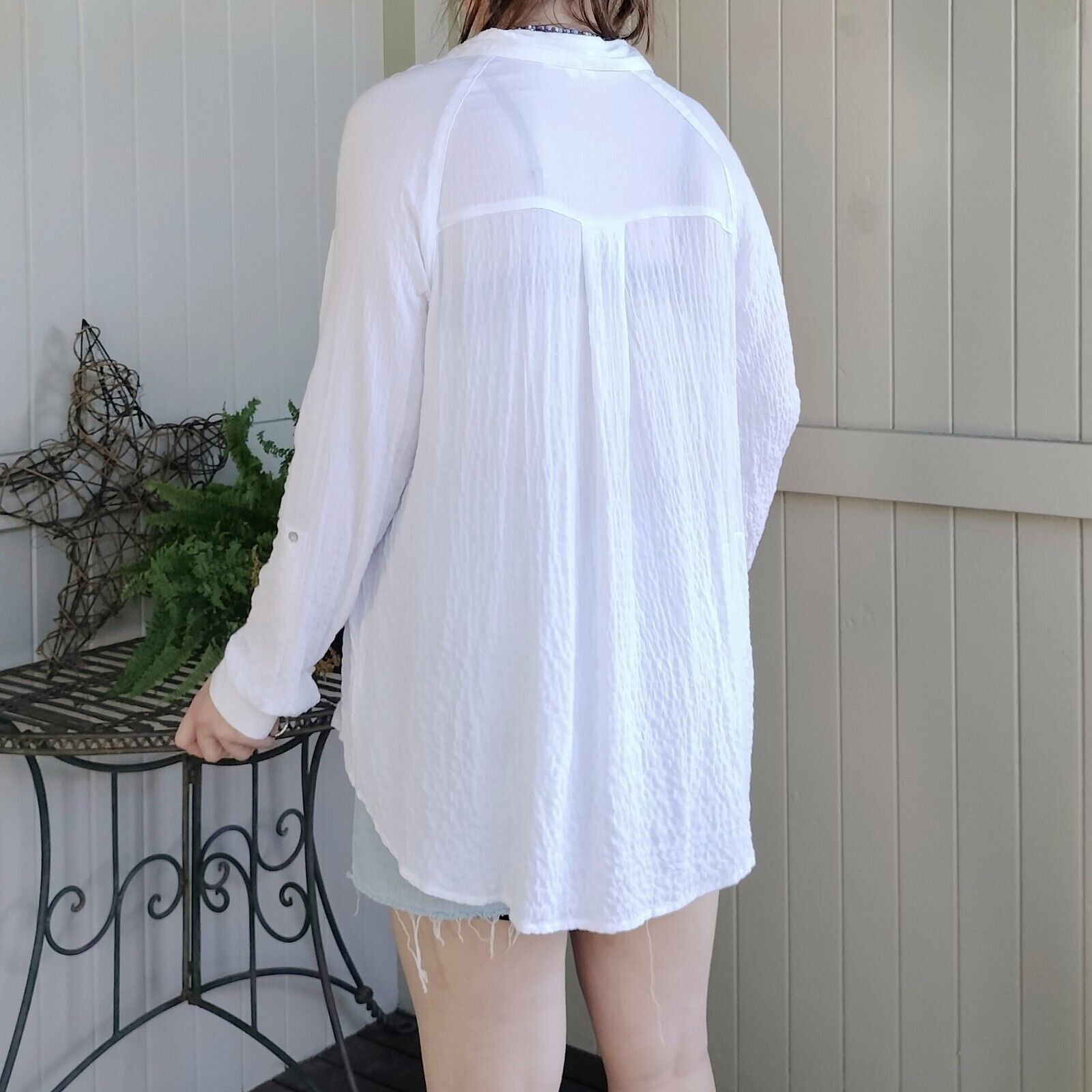 Designer Jane + Delancey Blouse Top Button Up Long Sleeve Gauze Rayon Size L / US 10 / IT 46 - 5 Thumbnail