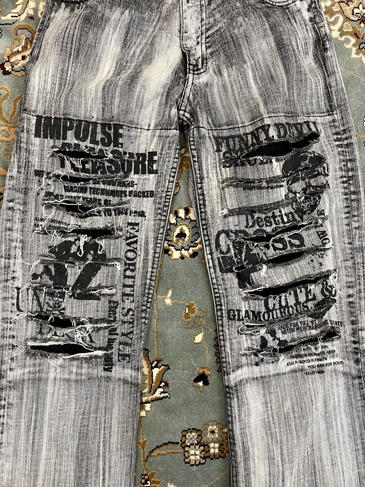 Japanese Brand VINTAGE🔥JAPAN PUNK SEDITIONARIES FLARE DISTRESSED SKULL POEM Size US 28 / EU 44 - 6 Thumbnail