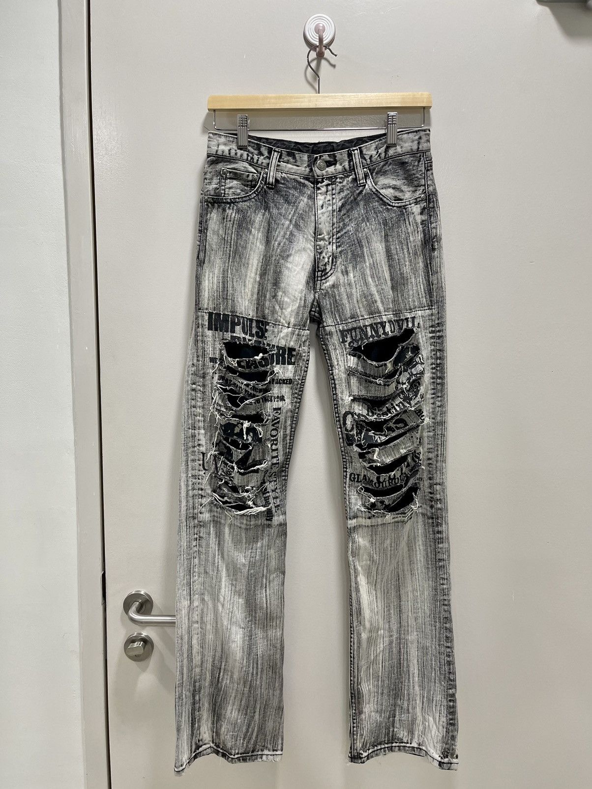 VINTAGE🔥JAPAN PUNK SEDITIONARIES FLARE DISTRESSED SKULL POEM