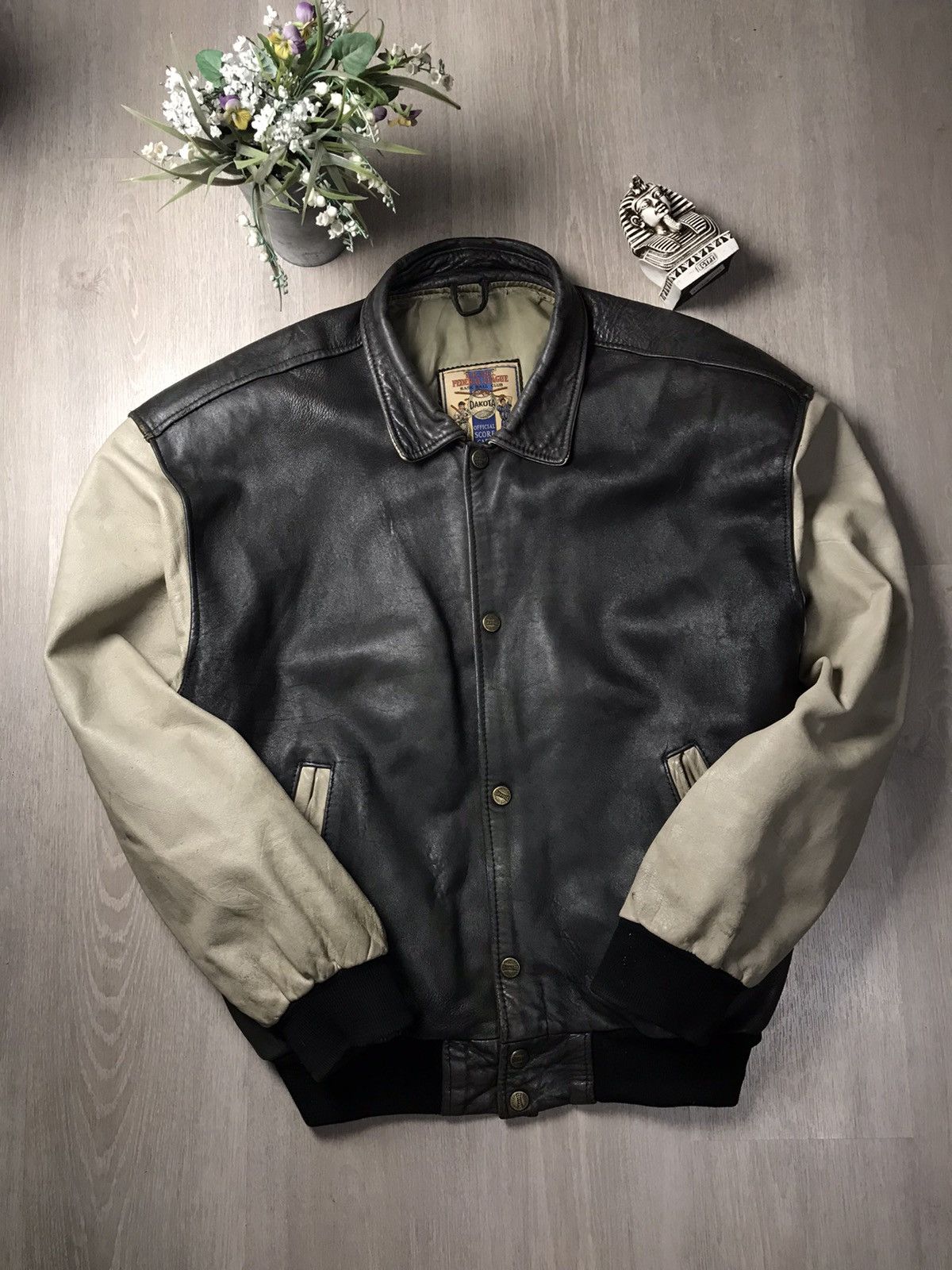 Genuine Leather Rare 🔥 80s Vintage DAKOTA biker leather jacket American 🇺🇸 Size US XXL / EU 58 / 5 - 6 Thumbnail