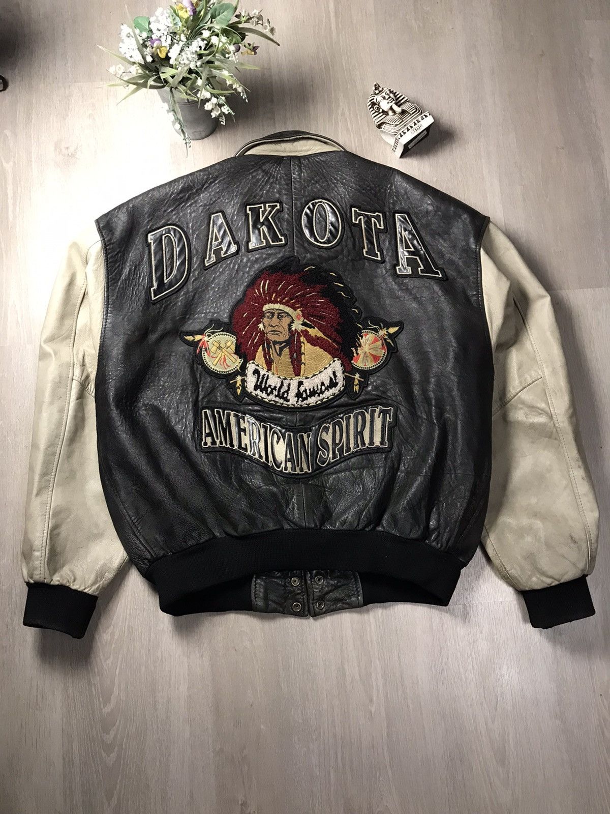 Genuine Leather Rare 🔥 80s Vintage DAKOTA biker leather jacket American 🇺🇸 Size US XXL / EU 58 / 5 - 1 Thumbnail