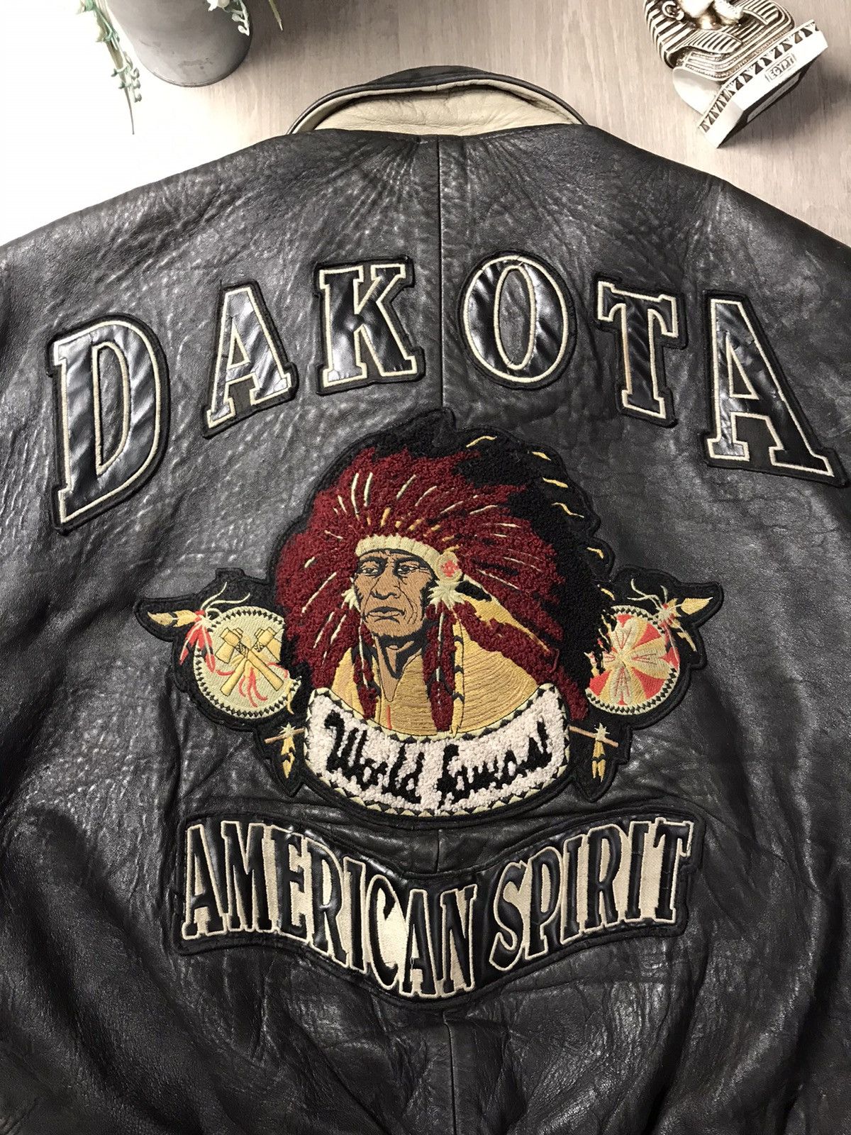 Genuine Leather Rare 🔥 80s Vintage DAKOTA biker leather jacket American 🇺🇸 Size US XXL / EU 58 / 5 - 4 Thumbnail