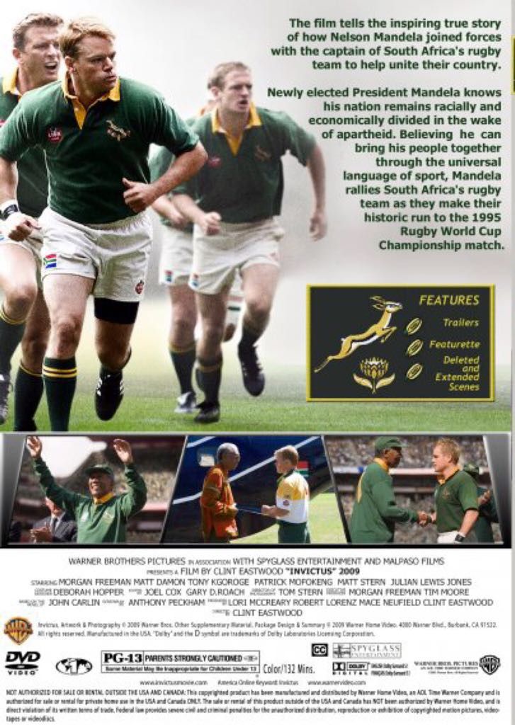 Other Rare🔥 Morgan Freeman & Matt Damon Invictus Springboks Rugby Size US L / EU 52-54 / 3 - 8 Thumbnail