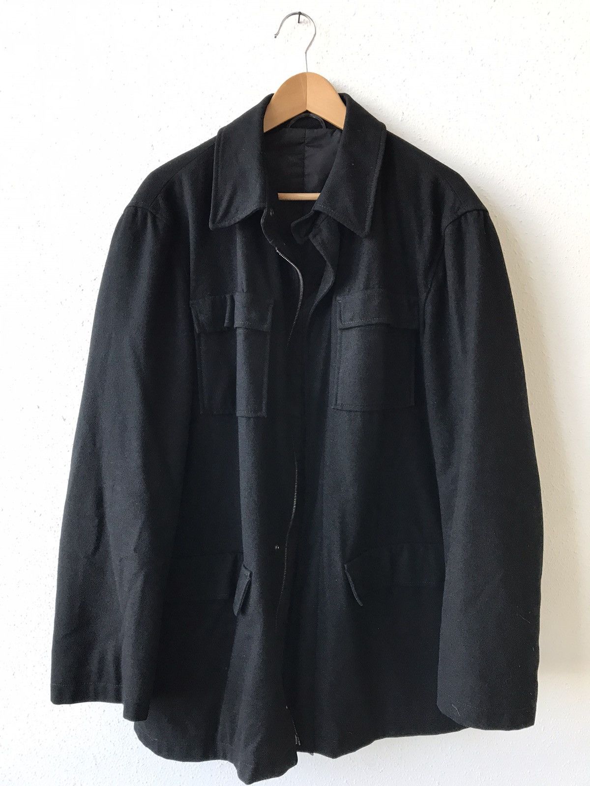 Jil Sander Black Wool Jacket/Coat Size US L / EU 52-54 / 3 - 1 Thumbnail