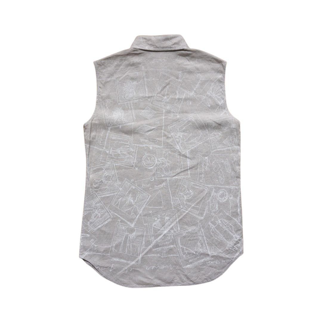 Hermes Vintage Hermes sleeveless shirt full print linen Size US M / EU 48-50 / 2 - 2 Thumbnail