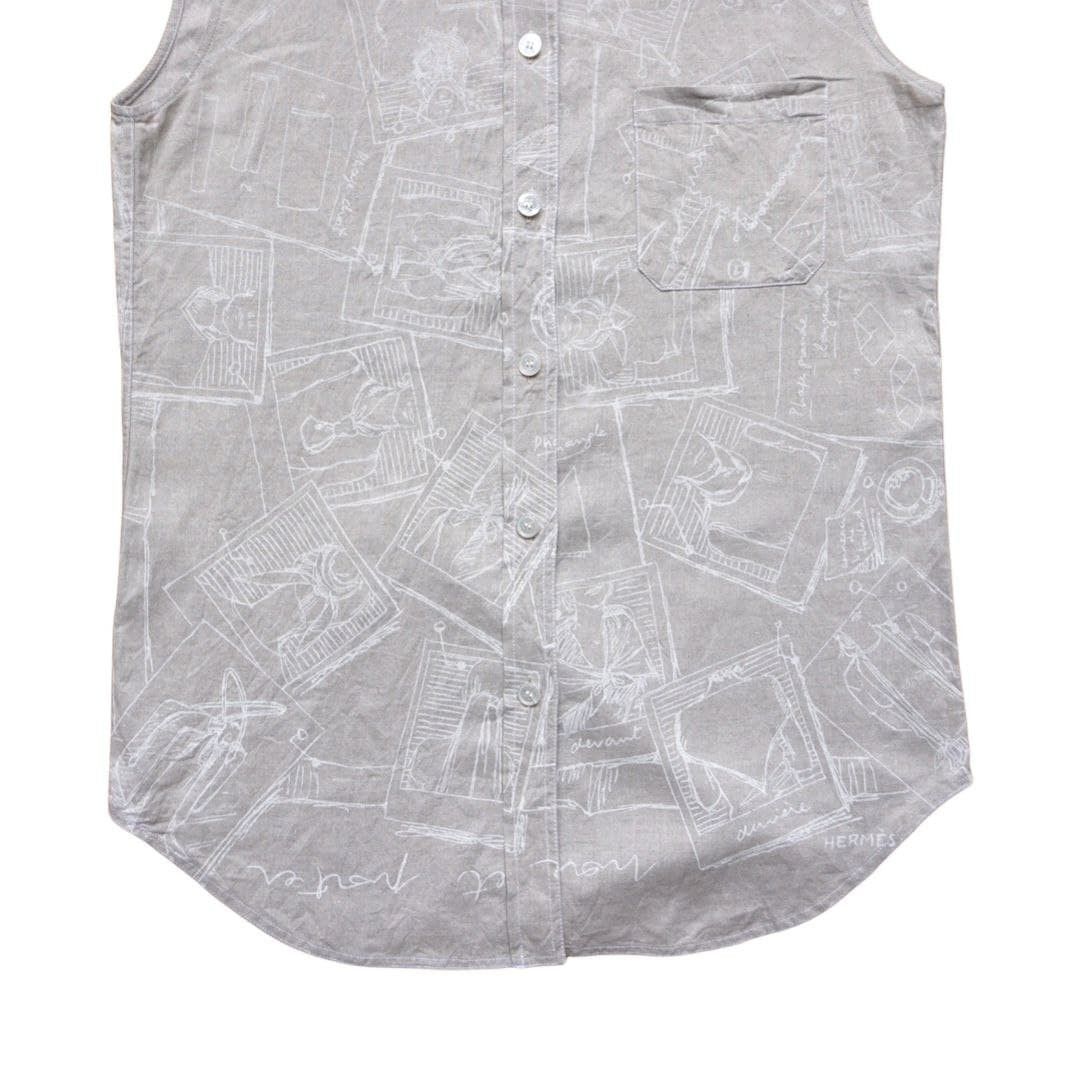 Hermes Vintage Hermes sleeveless shirt full print linen Size US M / EU 48-50 / 2 - 5 Thumbnail