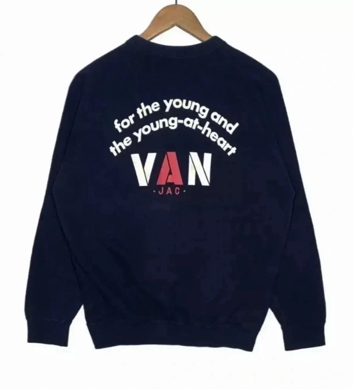 image of Vintage Van Jac Sweatshirt Big Logo Streetwear in Black, Men's (Size Medium)