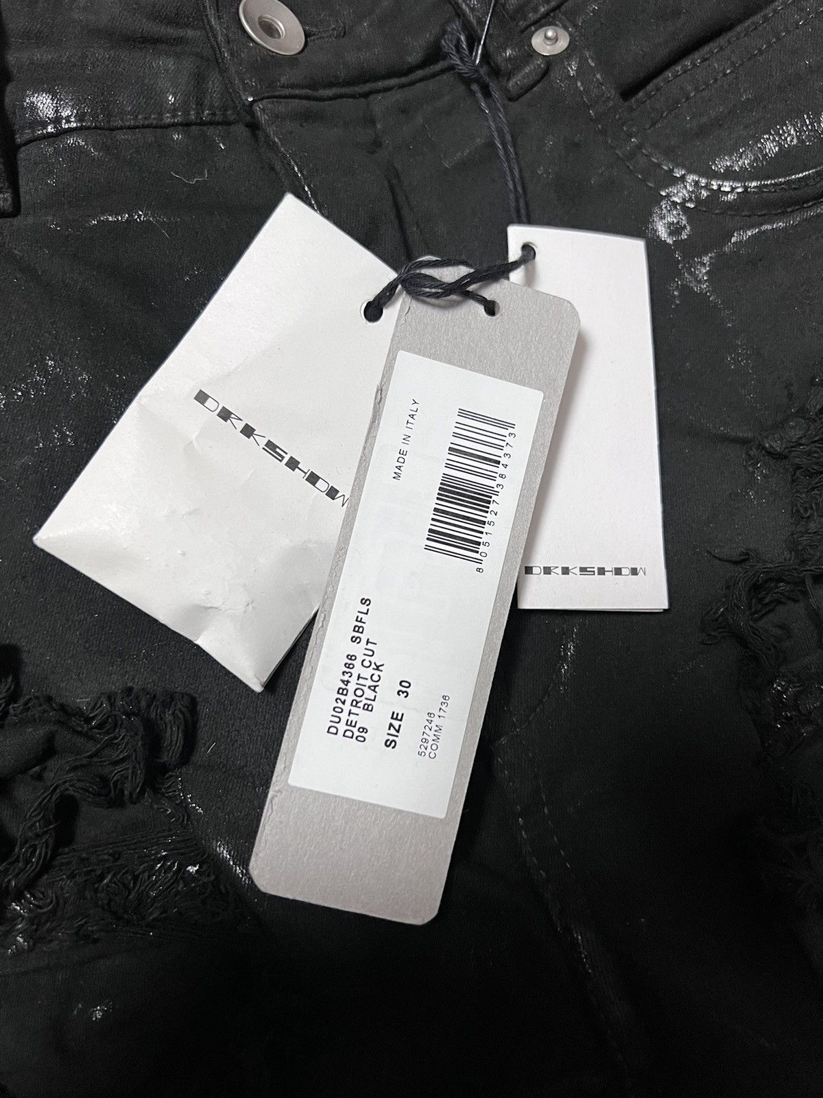 Rick Owens Drkshdw NEW FW22 STROBE FOIL WAXED DETROIT DISTRESSED JEANS SIZE 30 Size US 30 / EU 46 - 6 Thumbnail