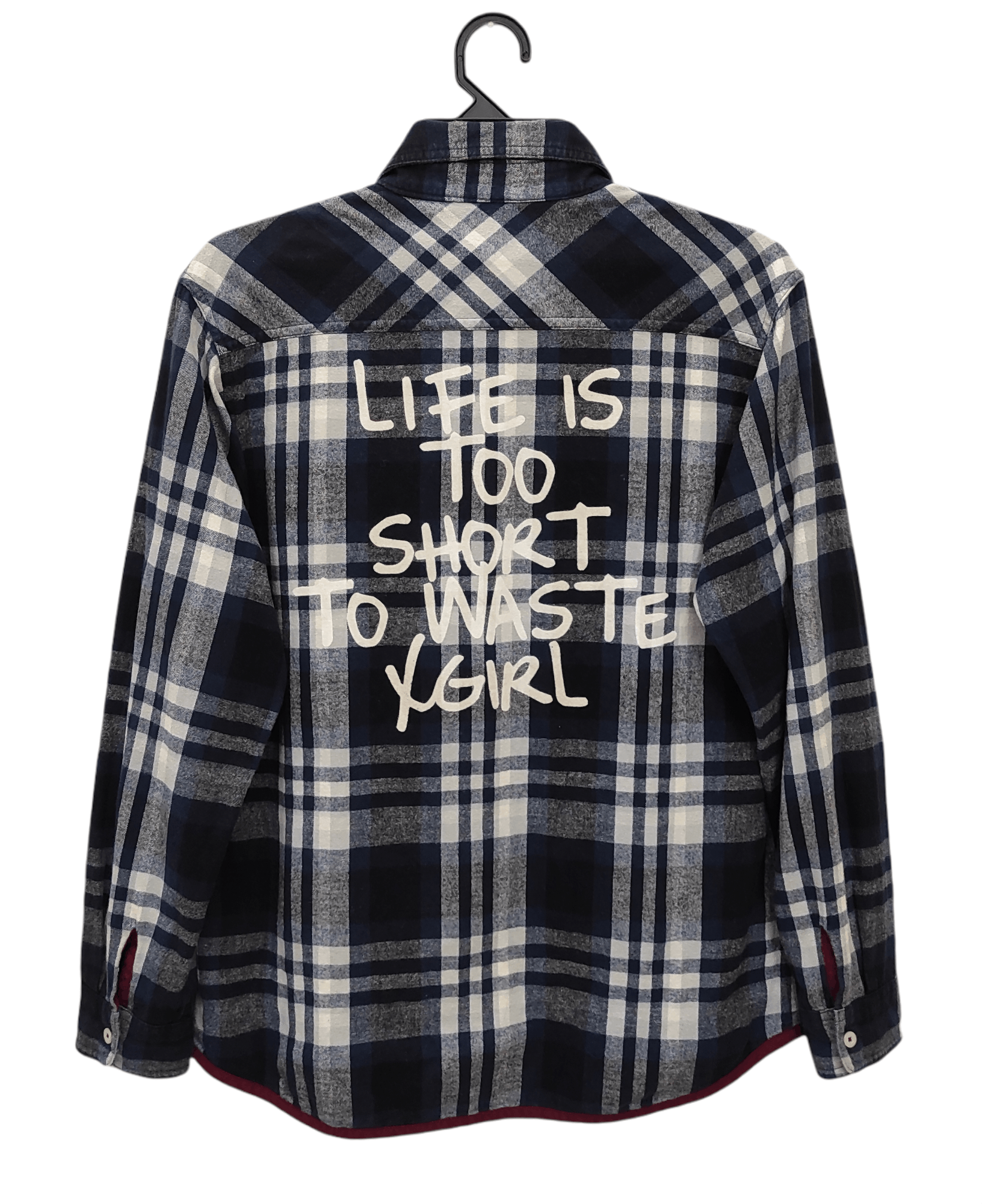 X-Girl X Girl flannel shadow plaid quotes button shirt Size L / US 10 / IT 46 - 2 Thumbnail