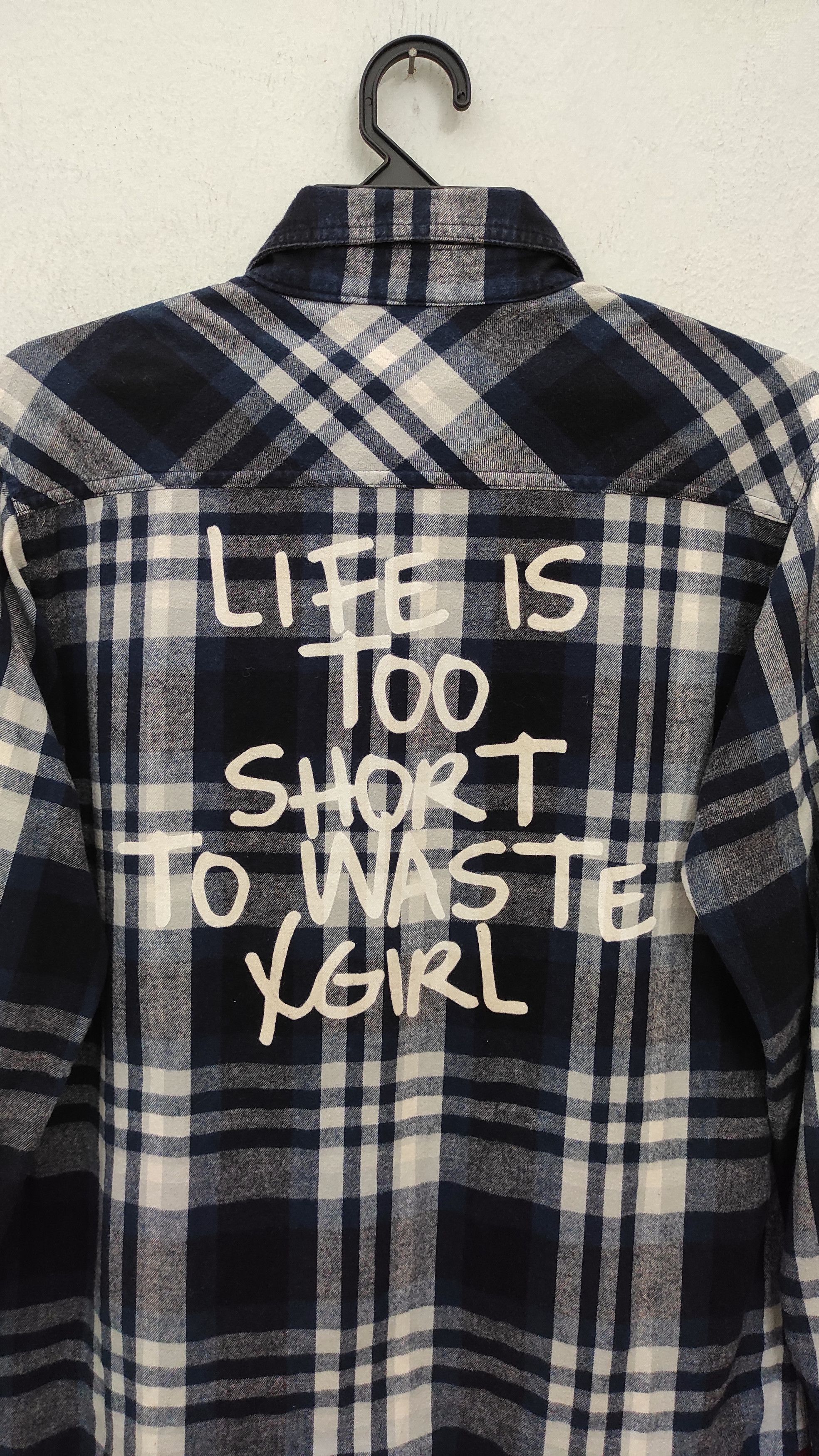 X-Girl X Girl flannel shadow plaid quotes button shirt Size L / US 10 / IT 46 - 8 Thumbnail
