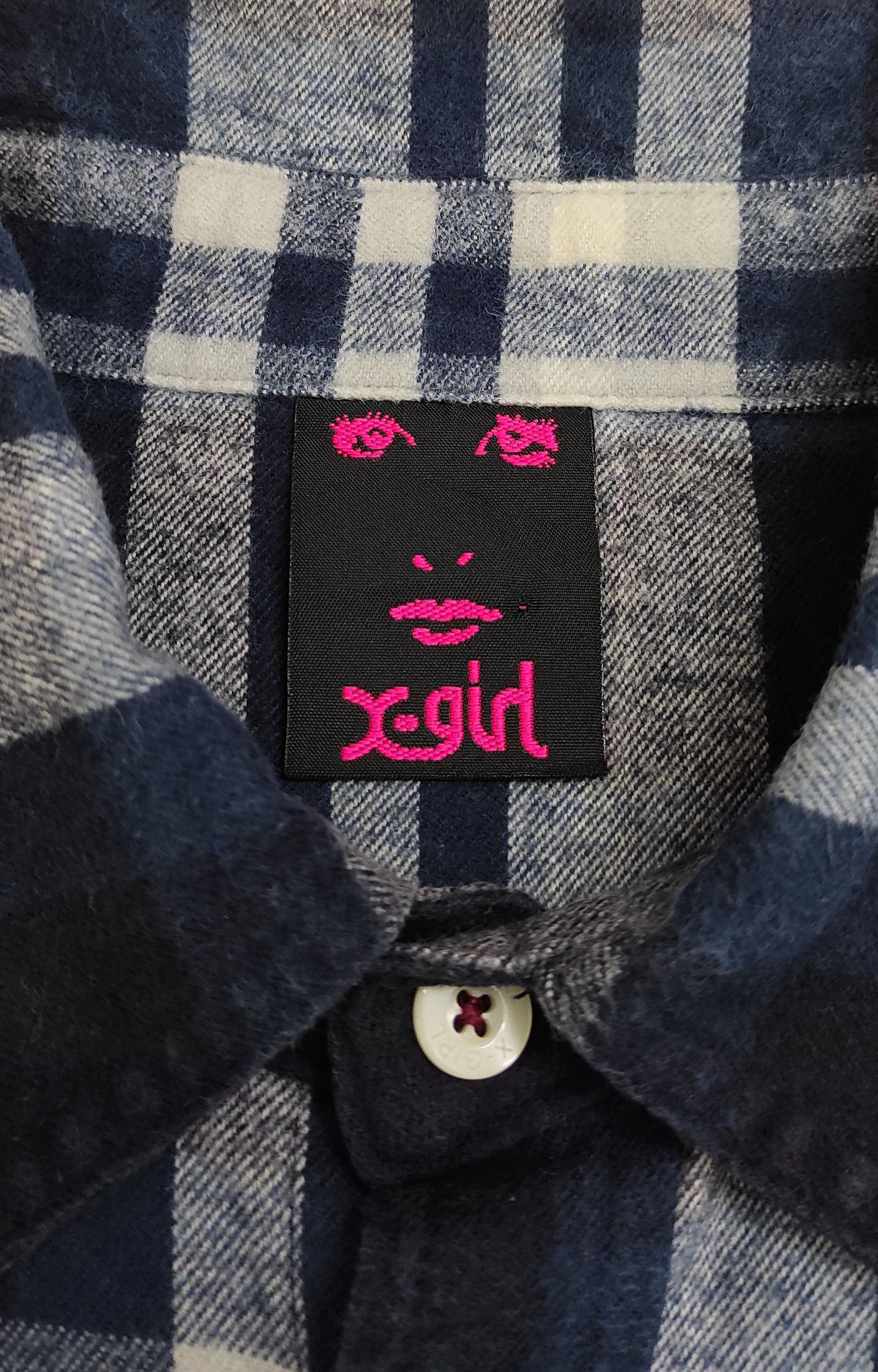 X-Girl X Girl flannel shadow plaid quotes button shirt Size L / US 10 / IT 46 - 6 Thumbnail
