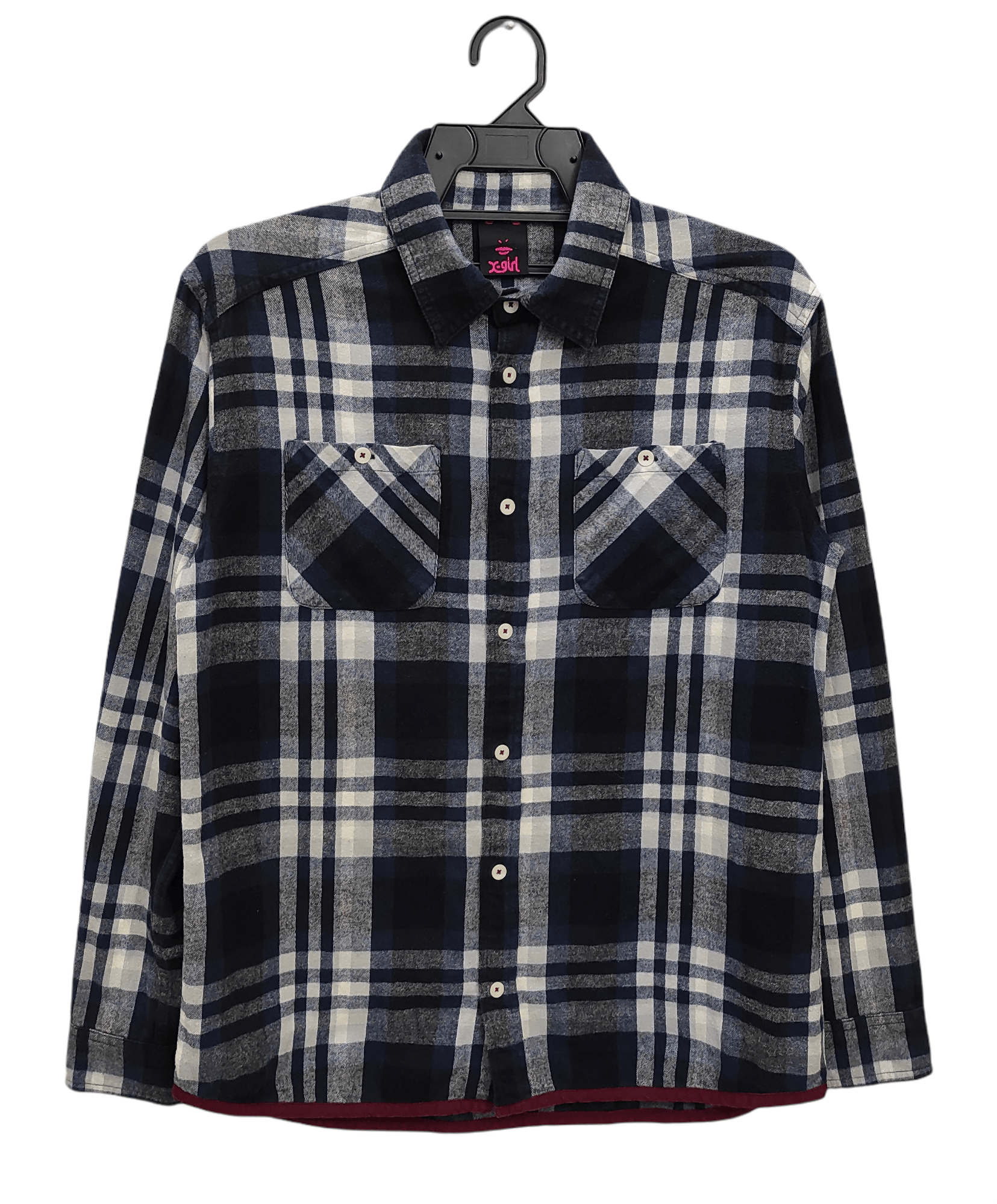 X-Girl X Girl flannel shadow plaid quotes button shirt Size L / US 10 / IT 46 - 1 Thumbnail