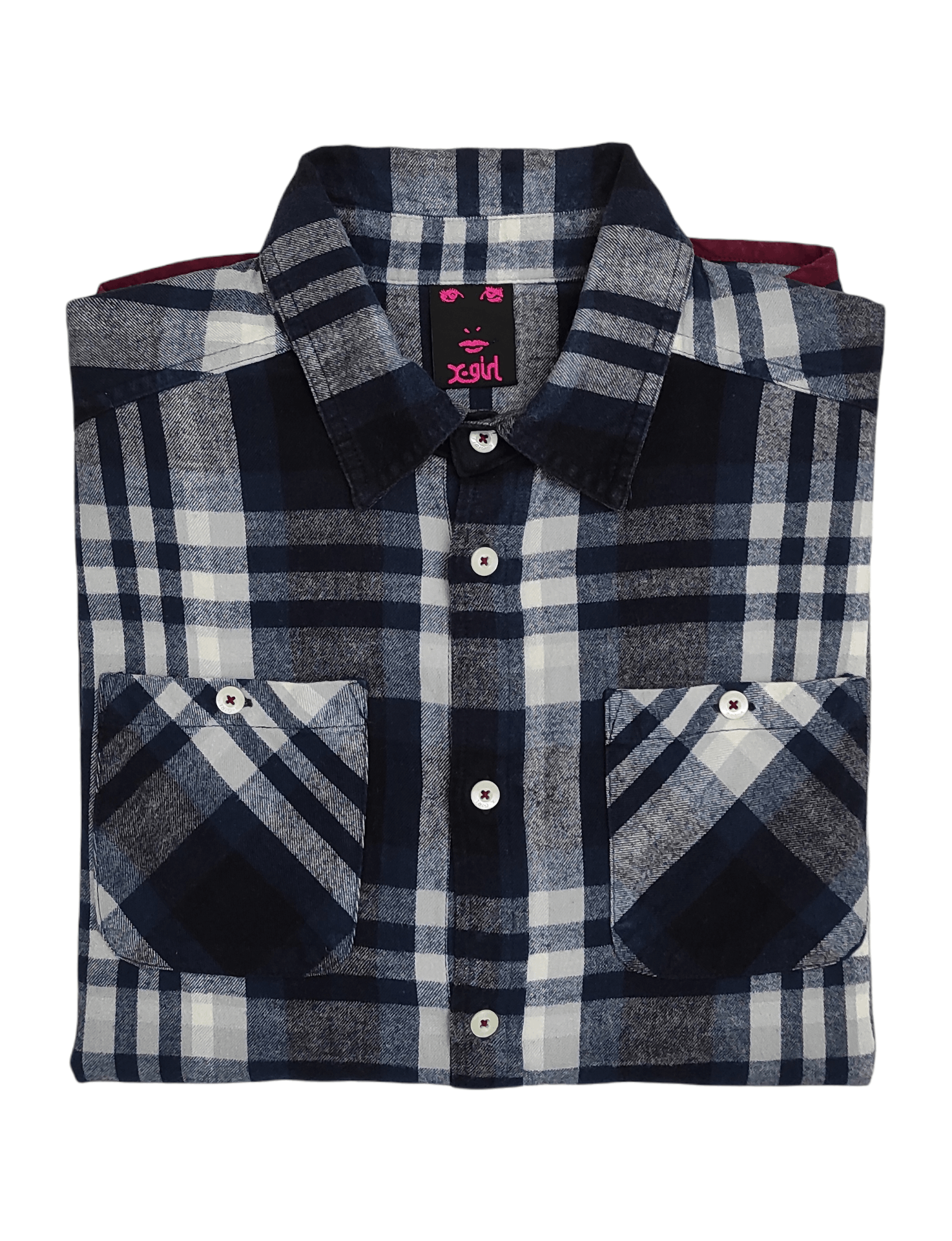 X-Girl X Girl flannel shadow plaid quotes button shirt Size L / US 10 / IT 46 - 11 Thumbnail