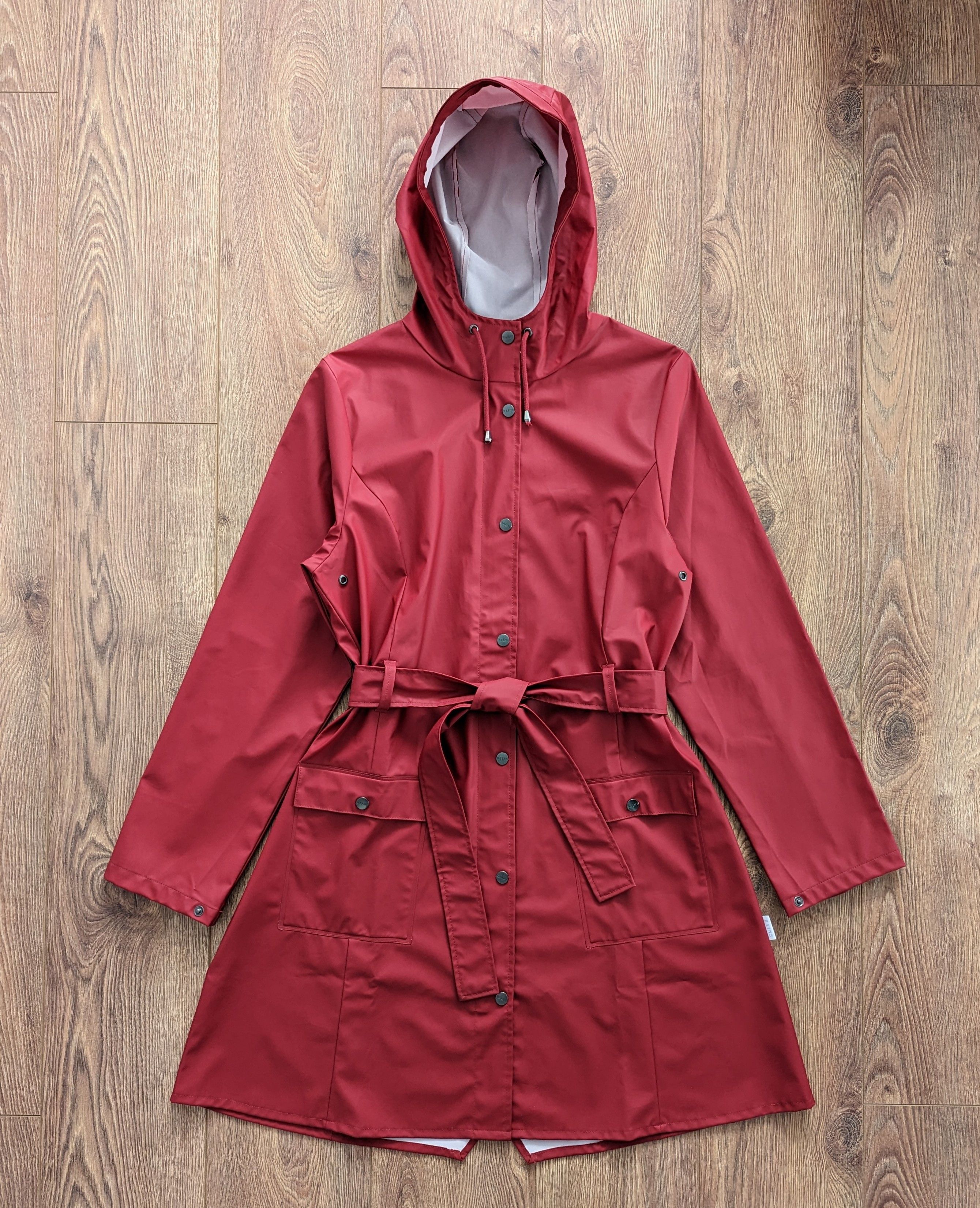 Rains Rains Burgundy Womens Hooded Coat With A Belt Casual Size US M / EU 48-50 / 2 - 1 Thumbnail