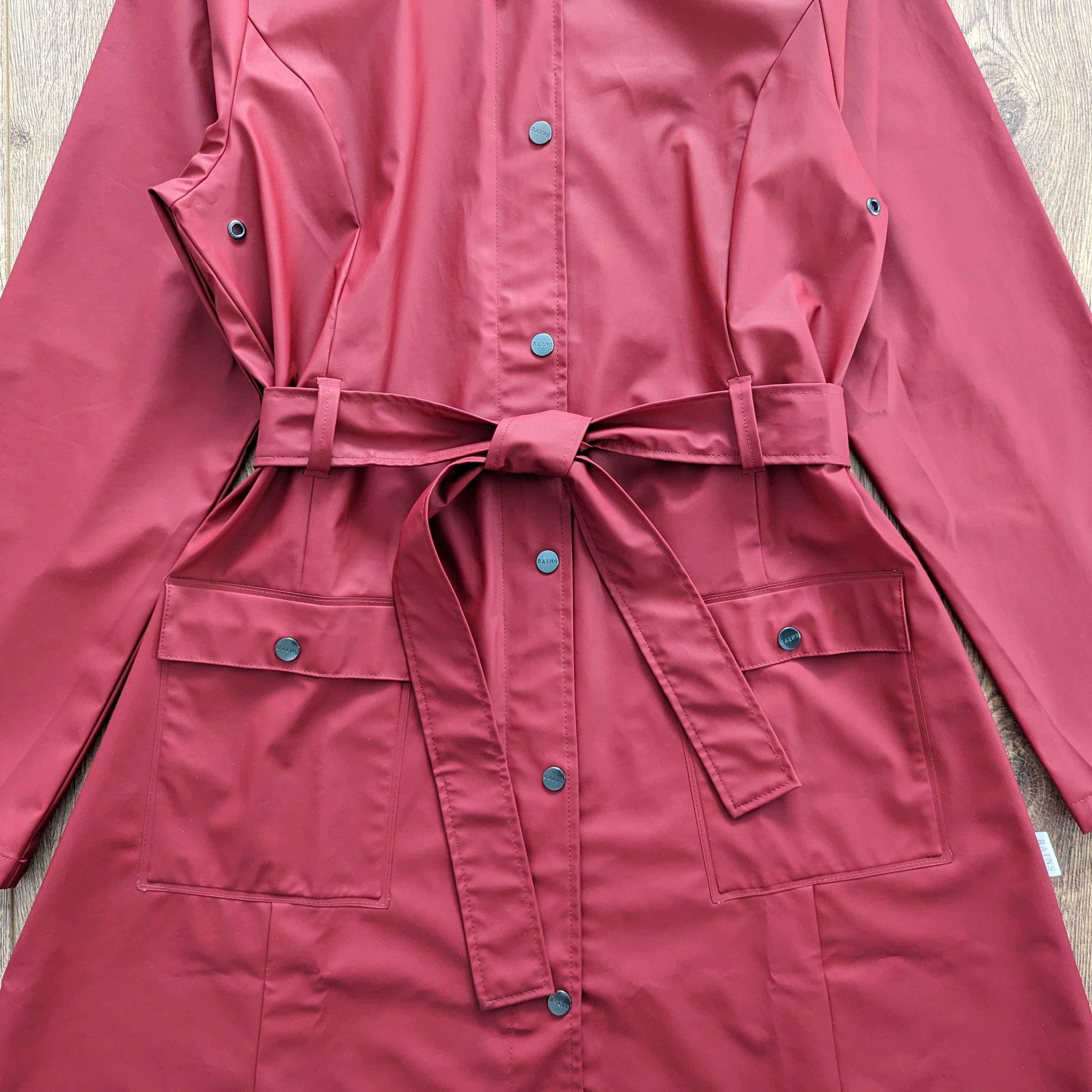 Rains Rains Burgundy Womens Hooded Coat With A Belt Casual Size US M / EU 48-50 / 2 - 3 Thumbnail