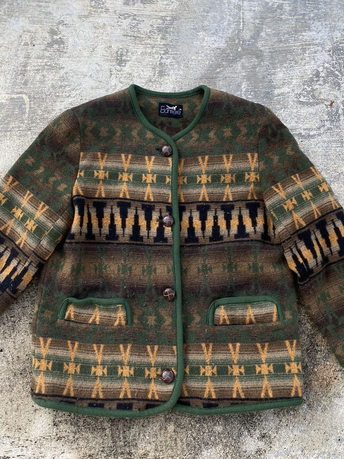 Japanese Brand × Vintage VINTAGE JAPAN AZTEZ NAVAJO NATIVE AMERICA FLEECE CARDIGAN Size US M / EU 48-50 / 2 - 3 Thumbnail