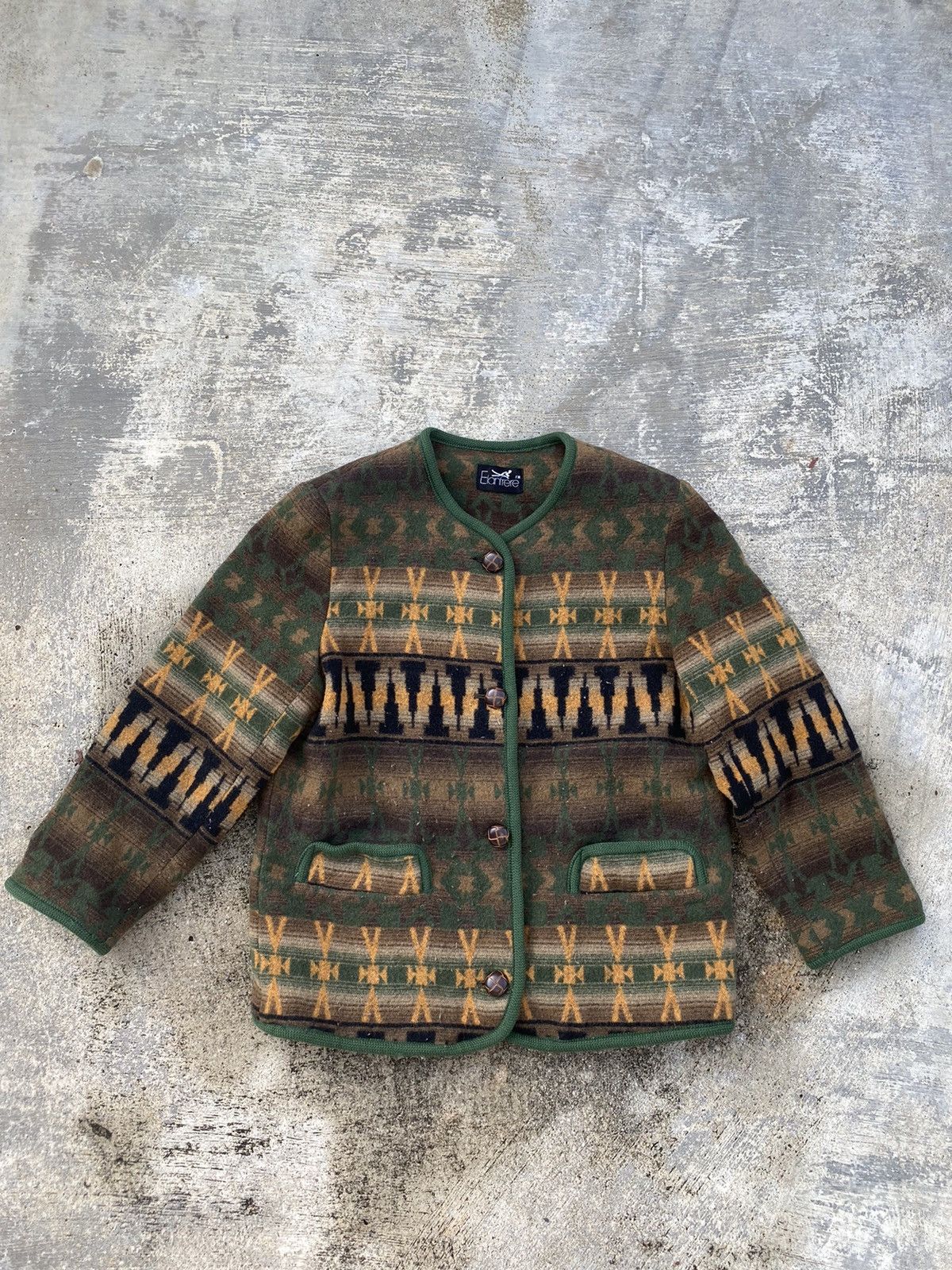 Japanese Brand × Vintage VINTAGE JAPAN AZTEZ NAVAJO NATIVE AMERICA FLEECE CARDIGAN Size US M / EU 48-50 / 2 - 1 Thumbnail