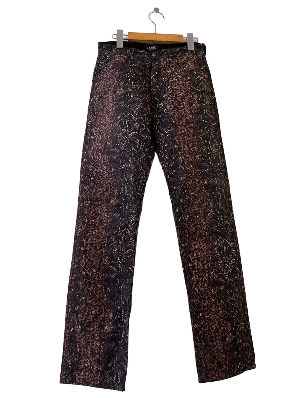 A.P.C. RARE!! 🔥 A.P.C Waxed Dark Brown Snake Print Pants Size US 26 / EU 42 - 1 Thumbnail