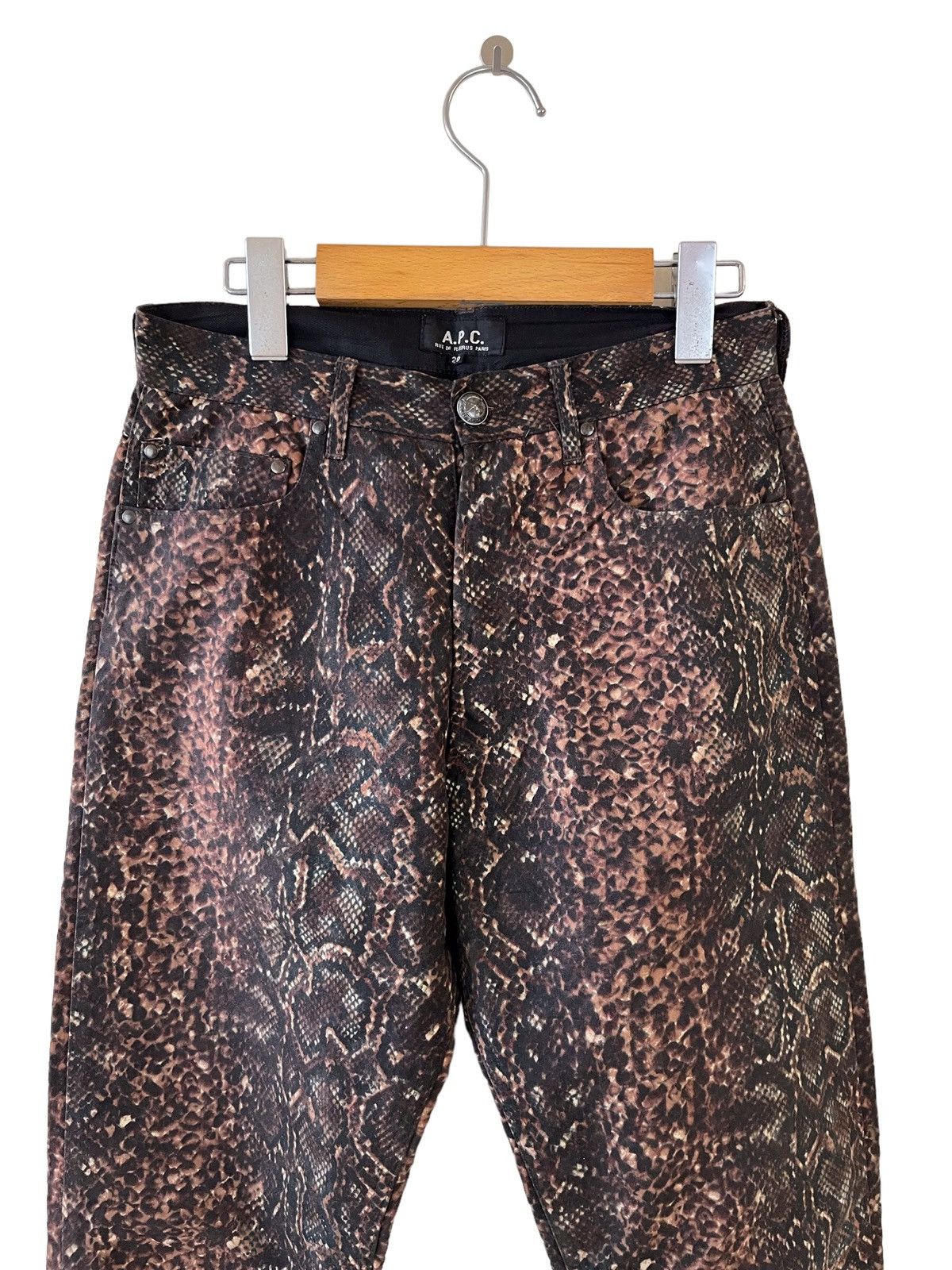 A.P.C. RARE!! 🔥 A.P.C Waxed Dark Brown Snake Print Pants Size US 26 / EU 42 - 3 Thumbnail